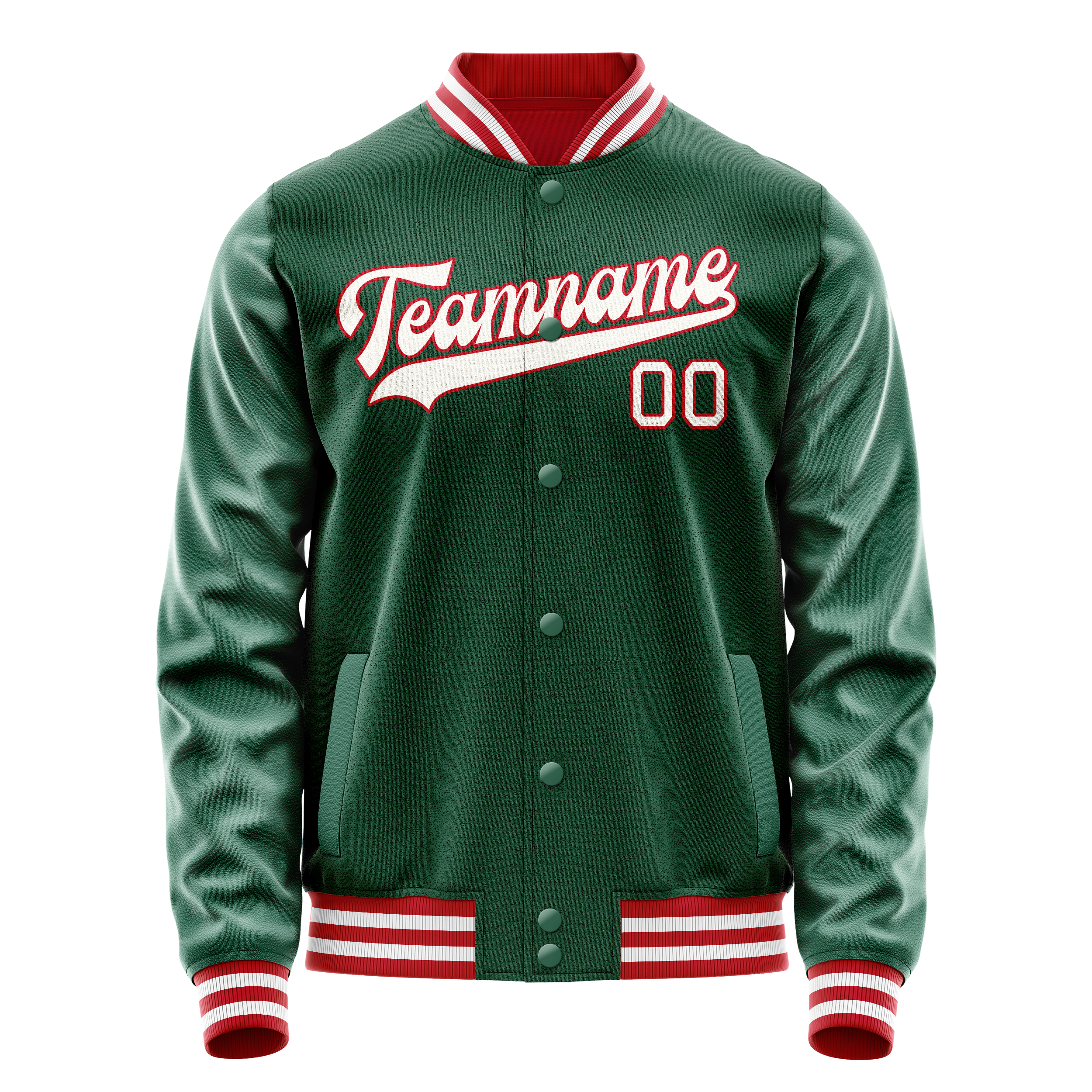 Veste universitaire personnalisée verte et blanche unie