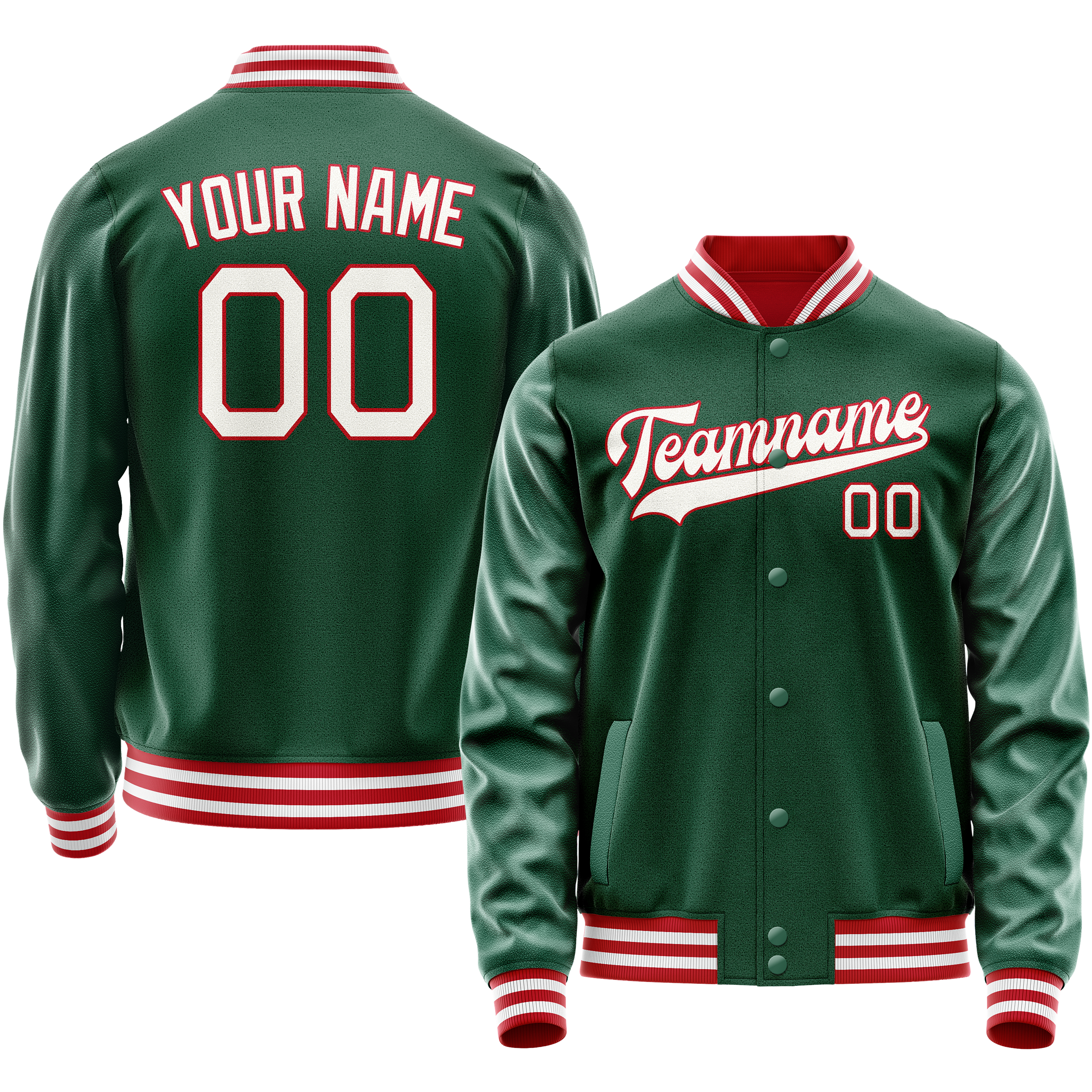 Veste universitaire personnalisée verte et blanche unie