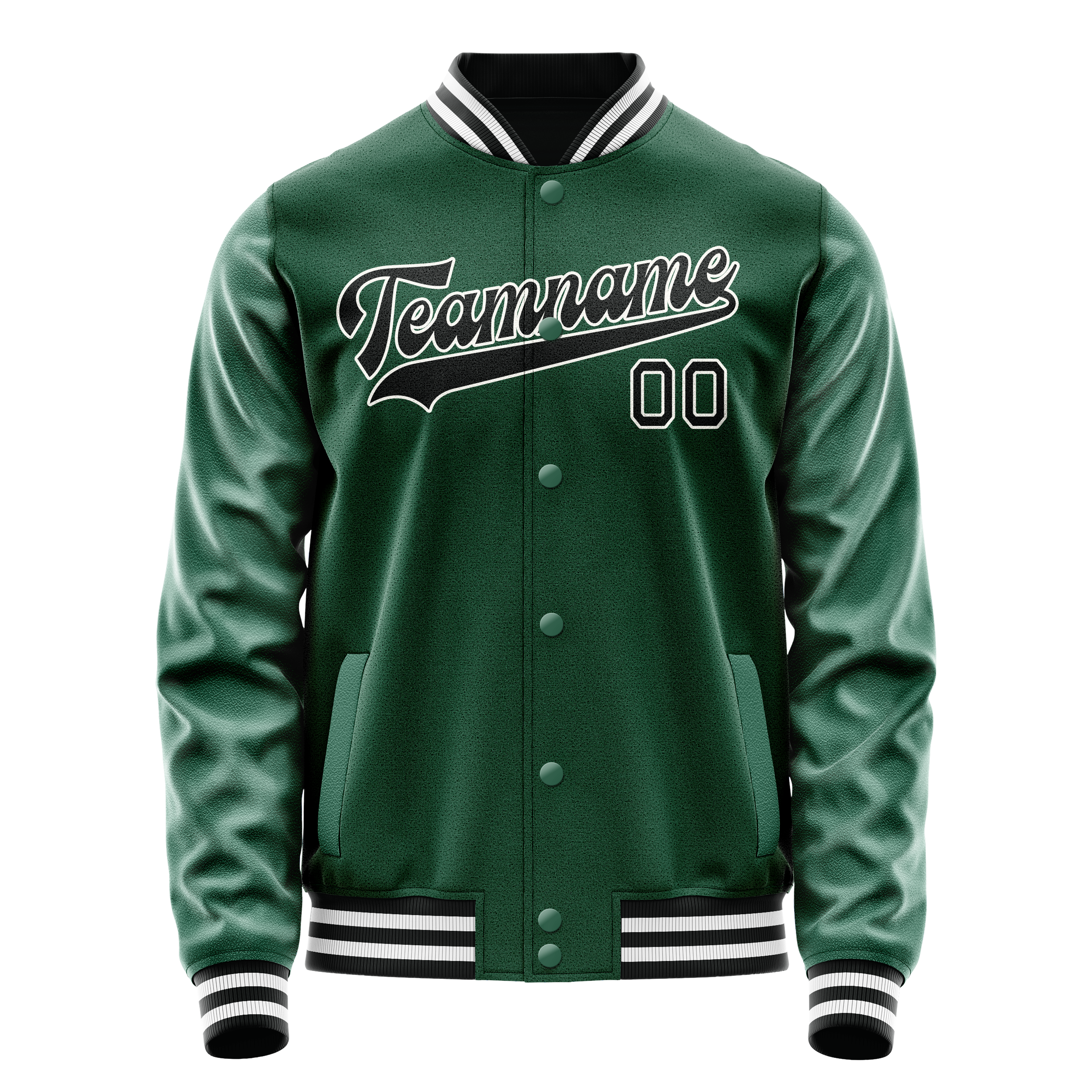 Veste universitaire personnalisée verte et noire unie