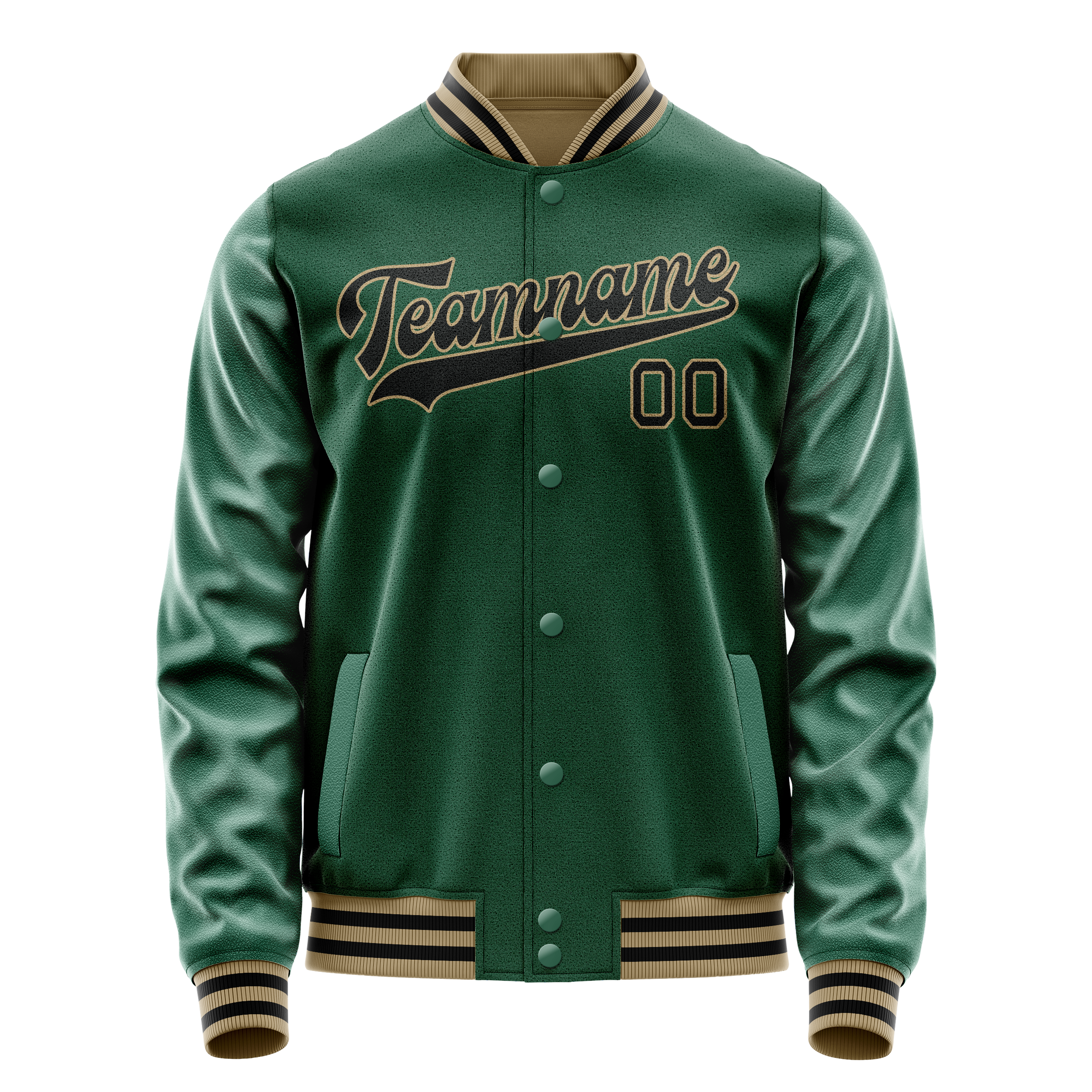 Veste universitaire personnalisée verte et noire unie