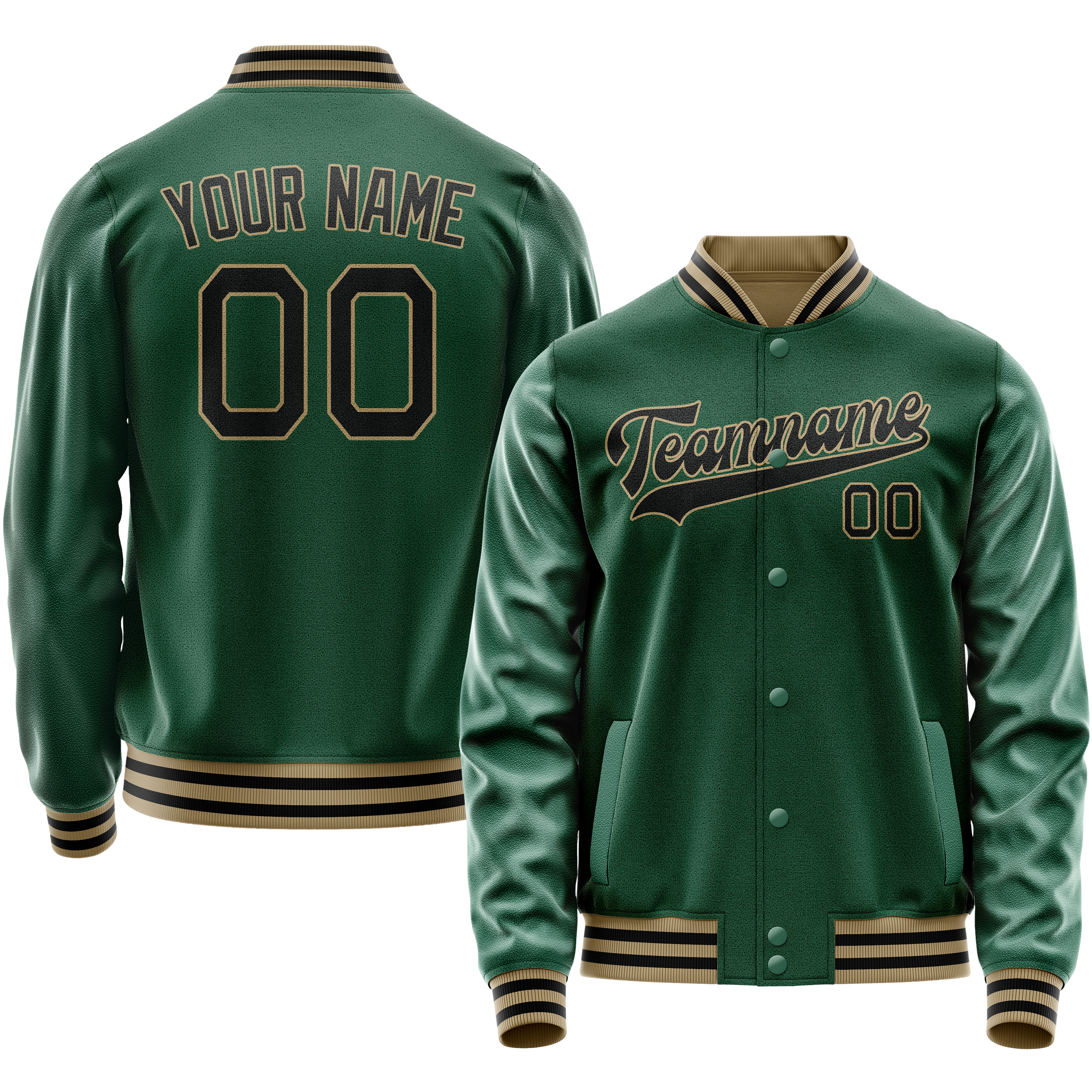 Veste universitaire personnalisée verte et noire unie