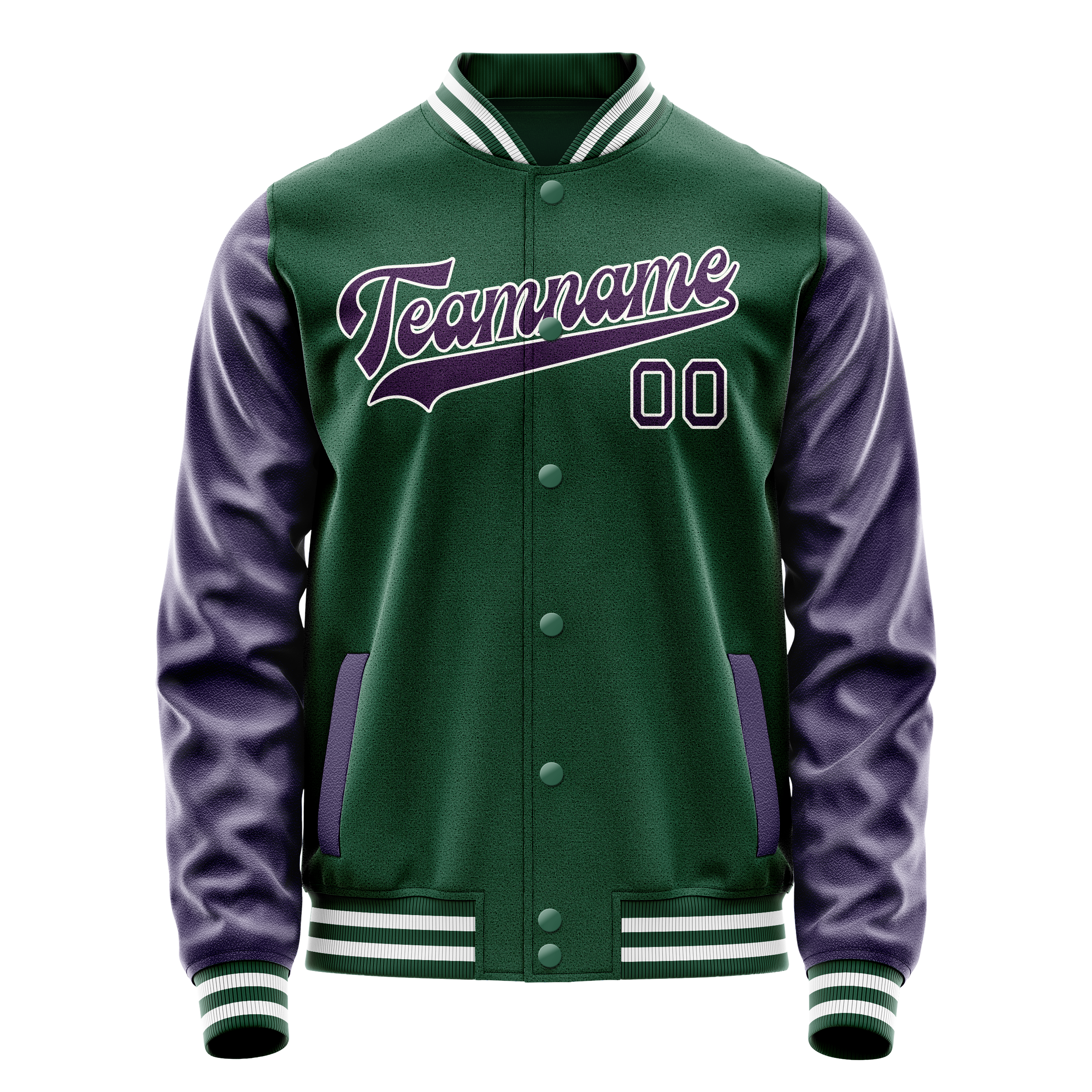 Veste universitaire personnalisée verte et violette unie