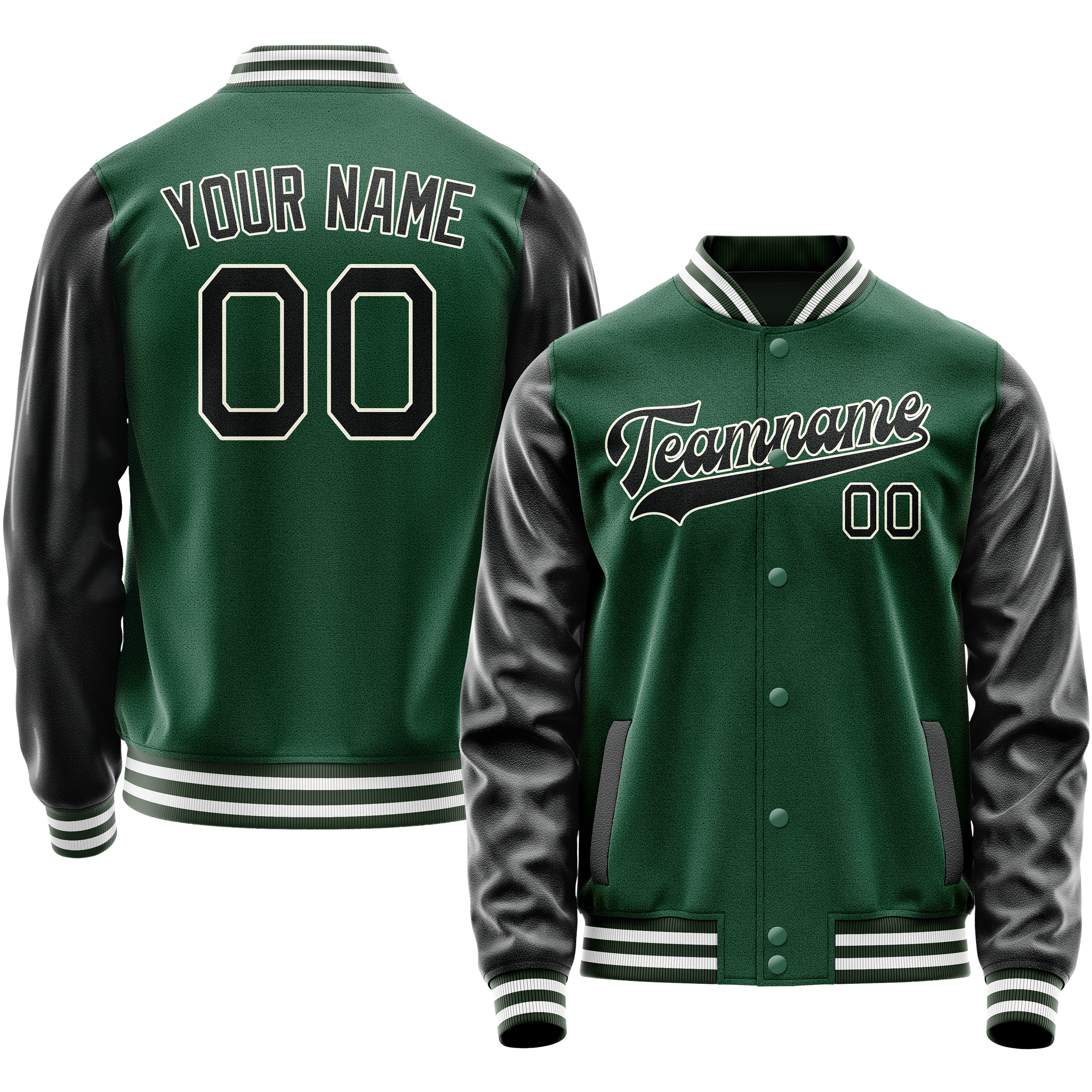 Veste universitaire personnalisée verte et orange du Texas