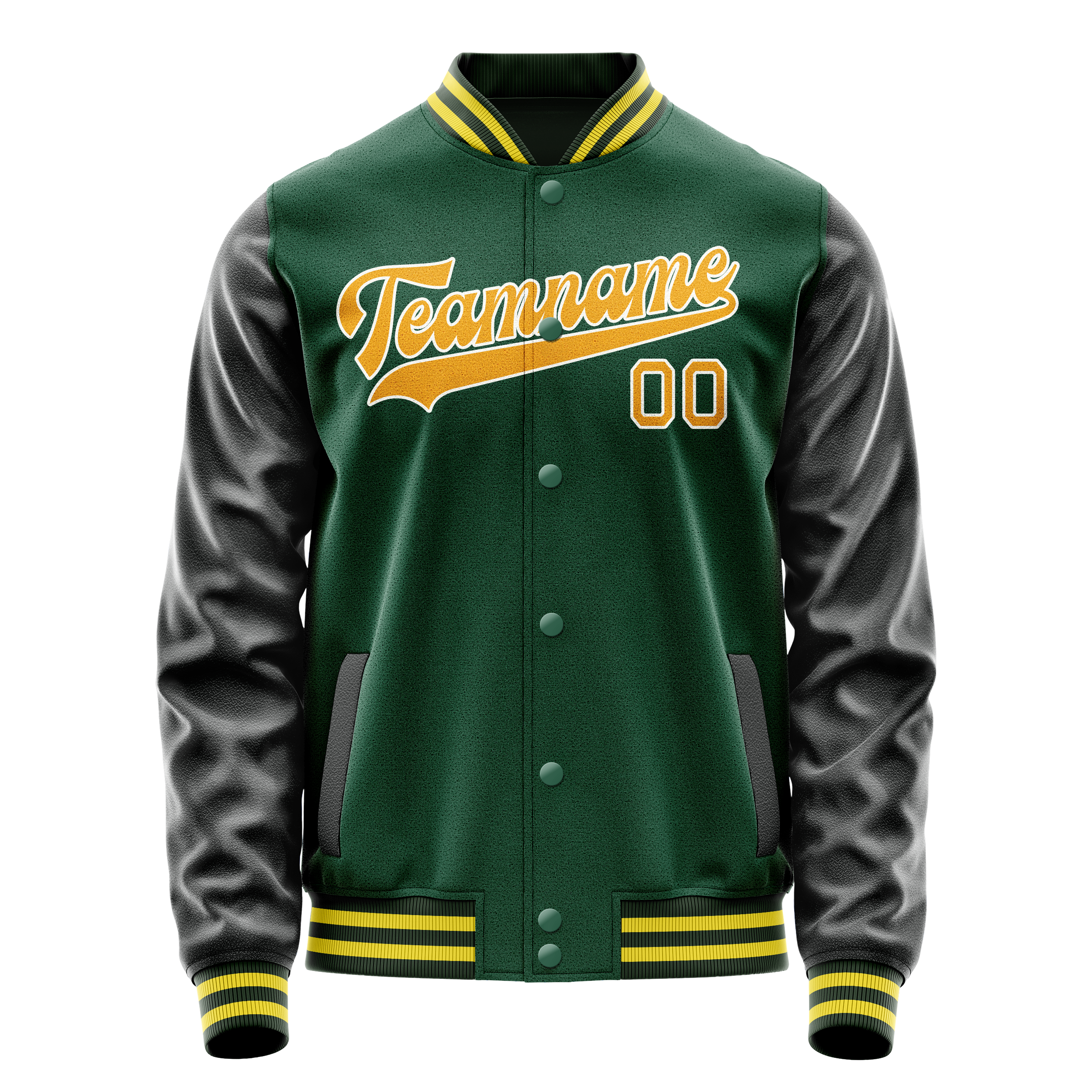 Veste universitaire personnalisée verte et or unie