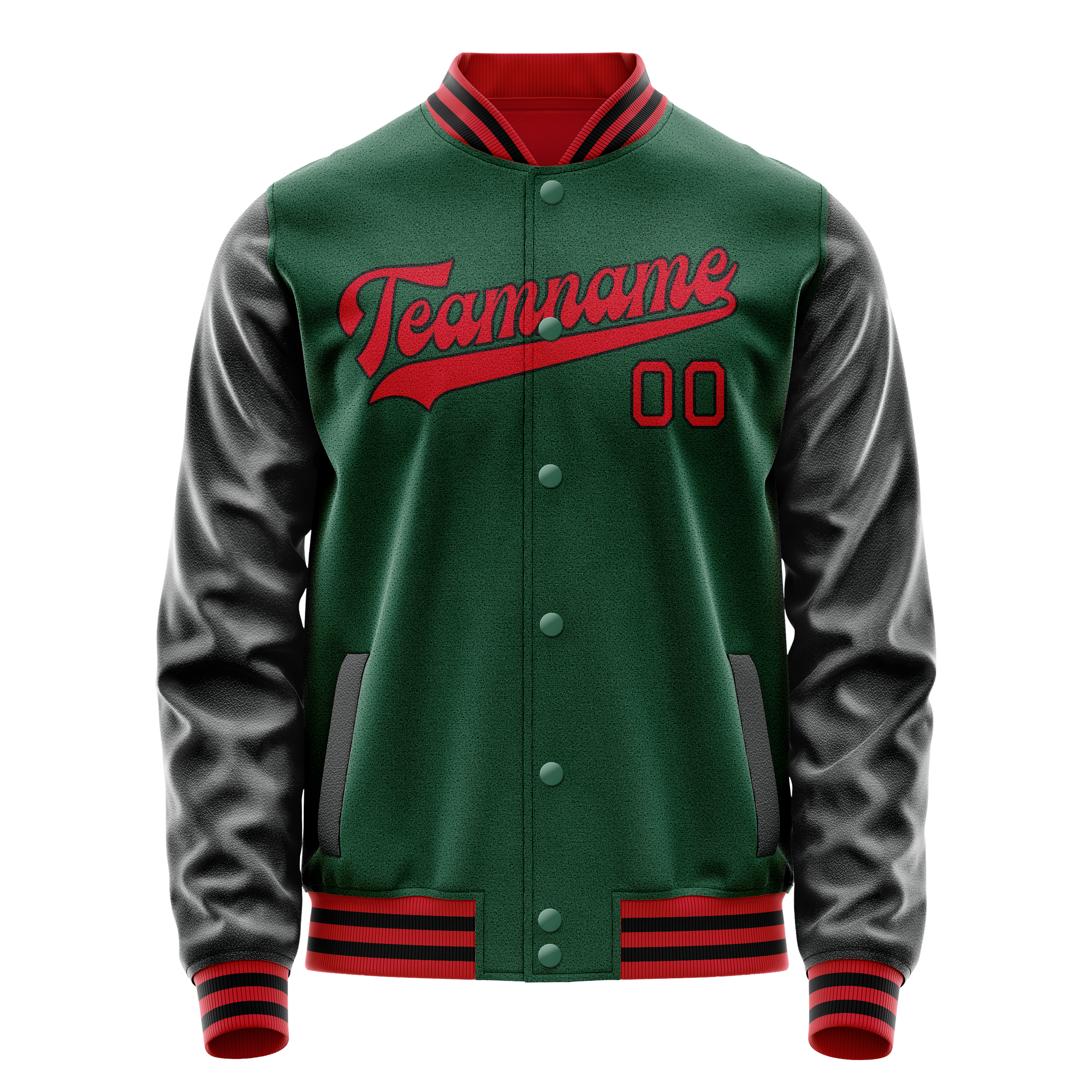 Veste universitaire personnalisée verte et noire unie