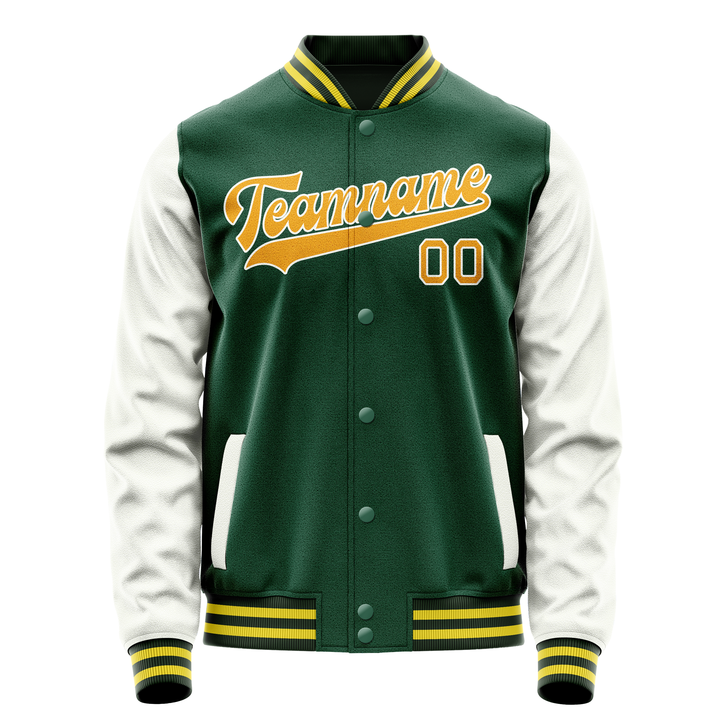 Veste universitaire personnalisée verte et blanche unie