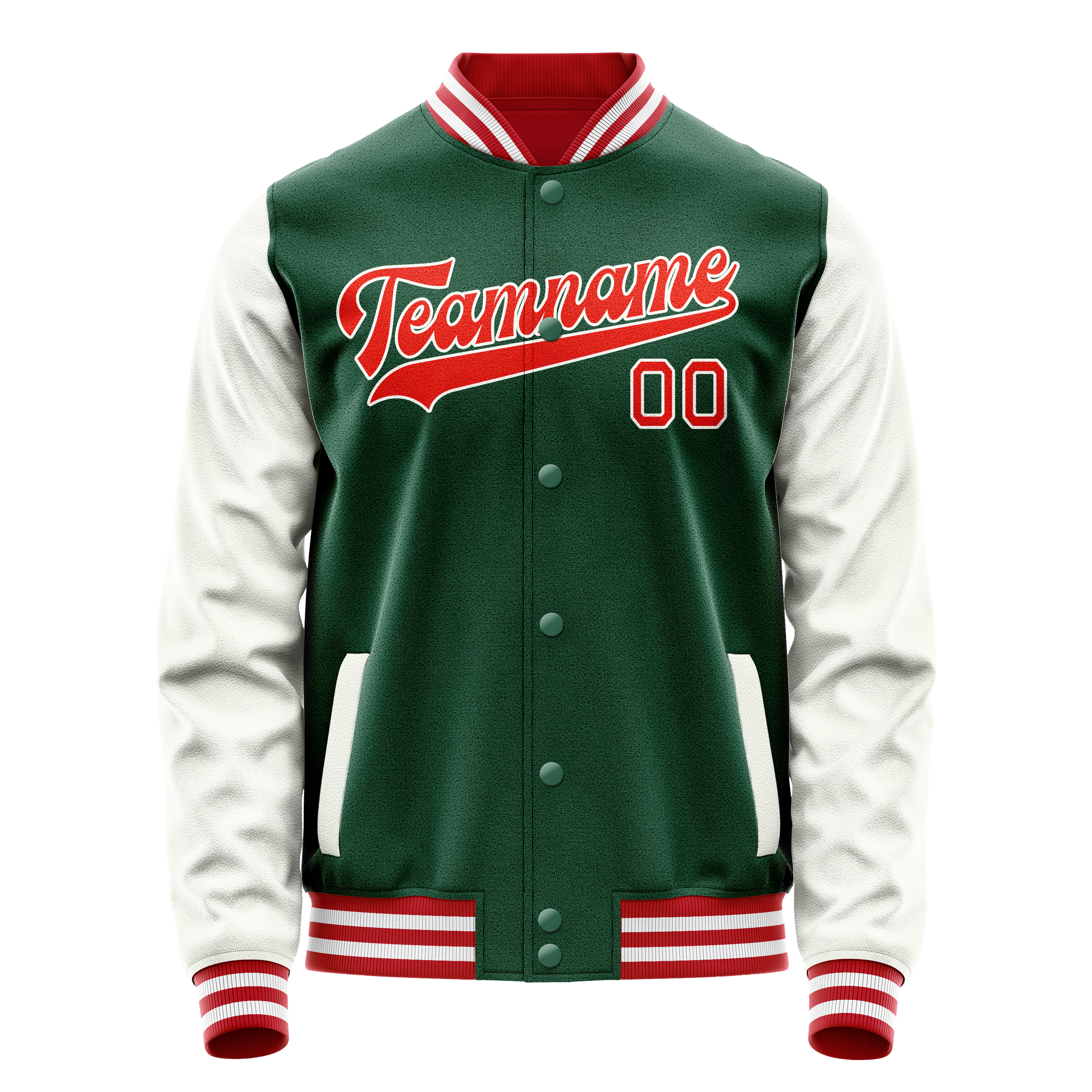 Veste universitaire personnalisée verte et blanche unie
