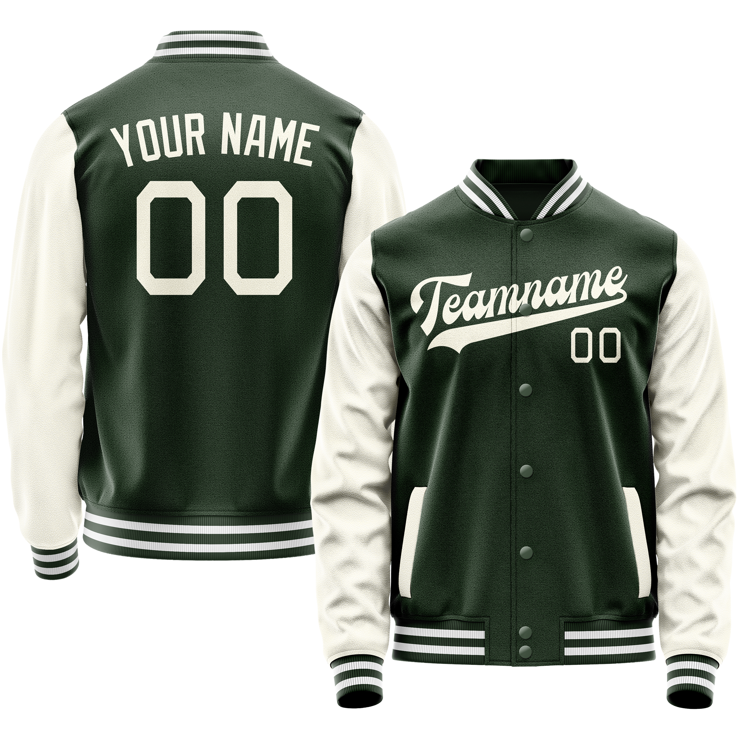 Veste universitaire personnalisée vert crème uni