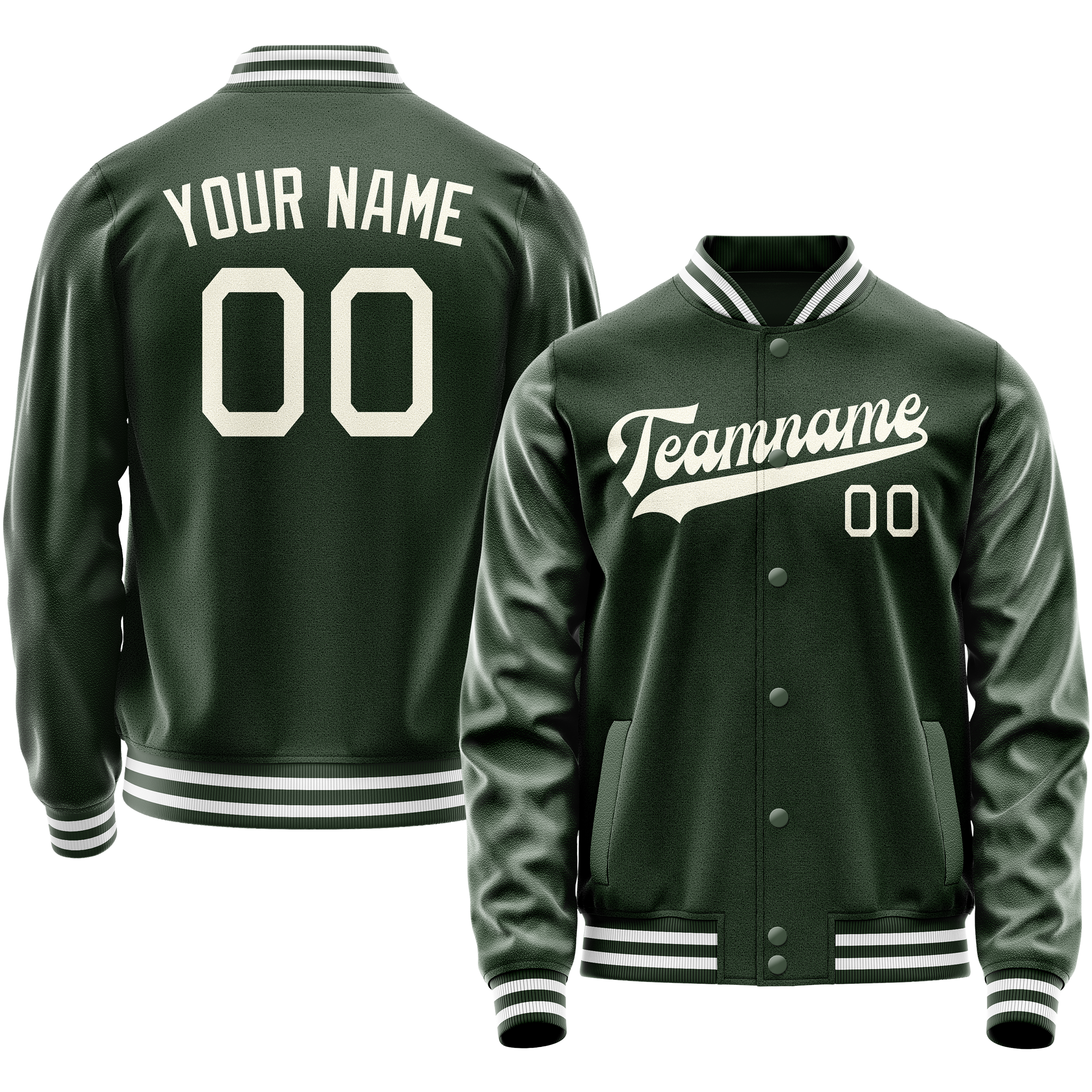 Veste universitaire personnalisée vert crème uni