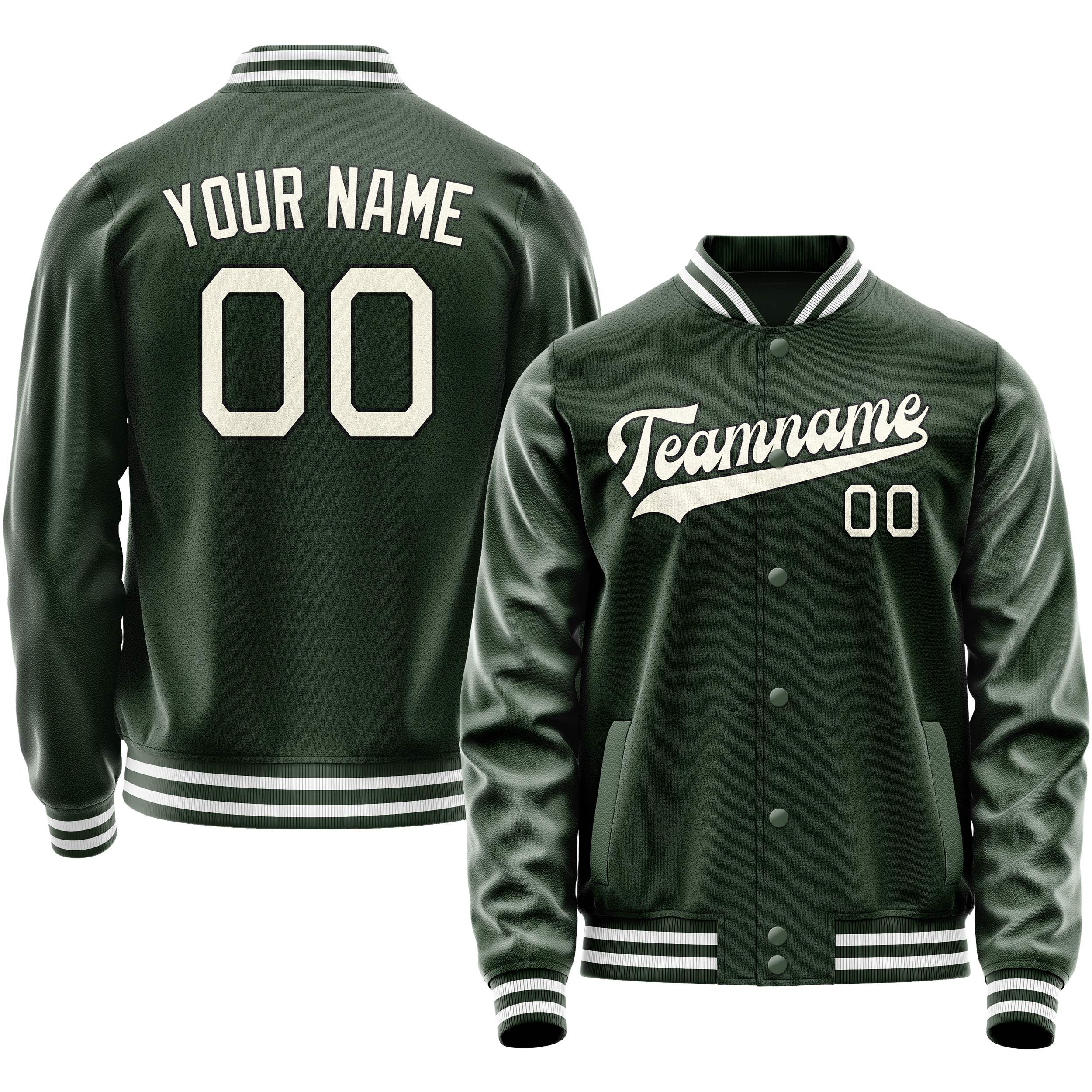 Veste universitaire personnalisée vert crème uni