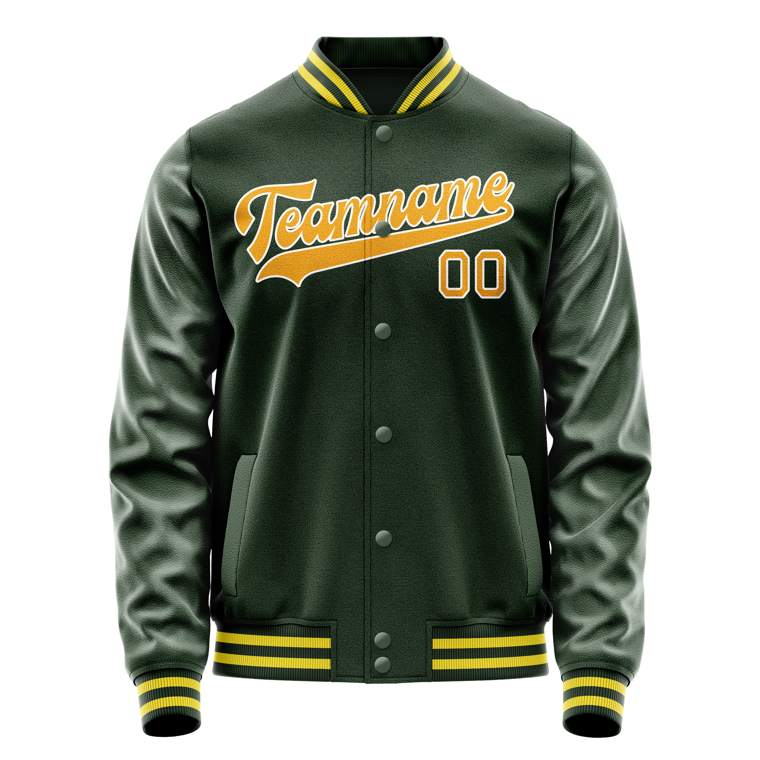 Veste universitaire personnalisée verte et or unie