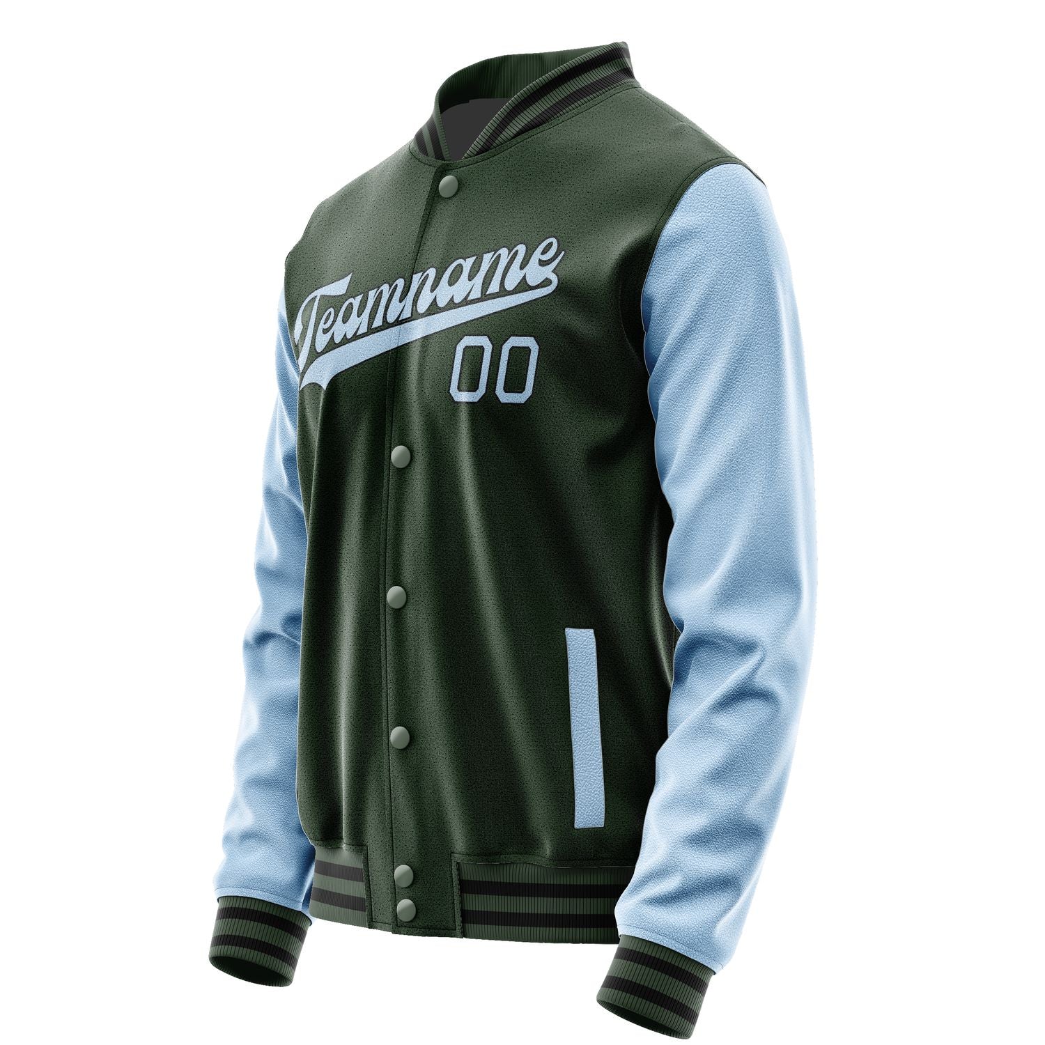 Custom Dark Green Light Blue Jacket JA0606080617B31708