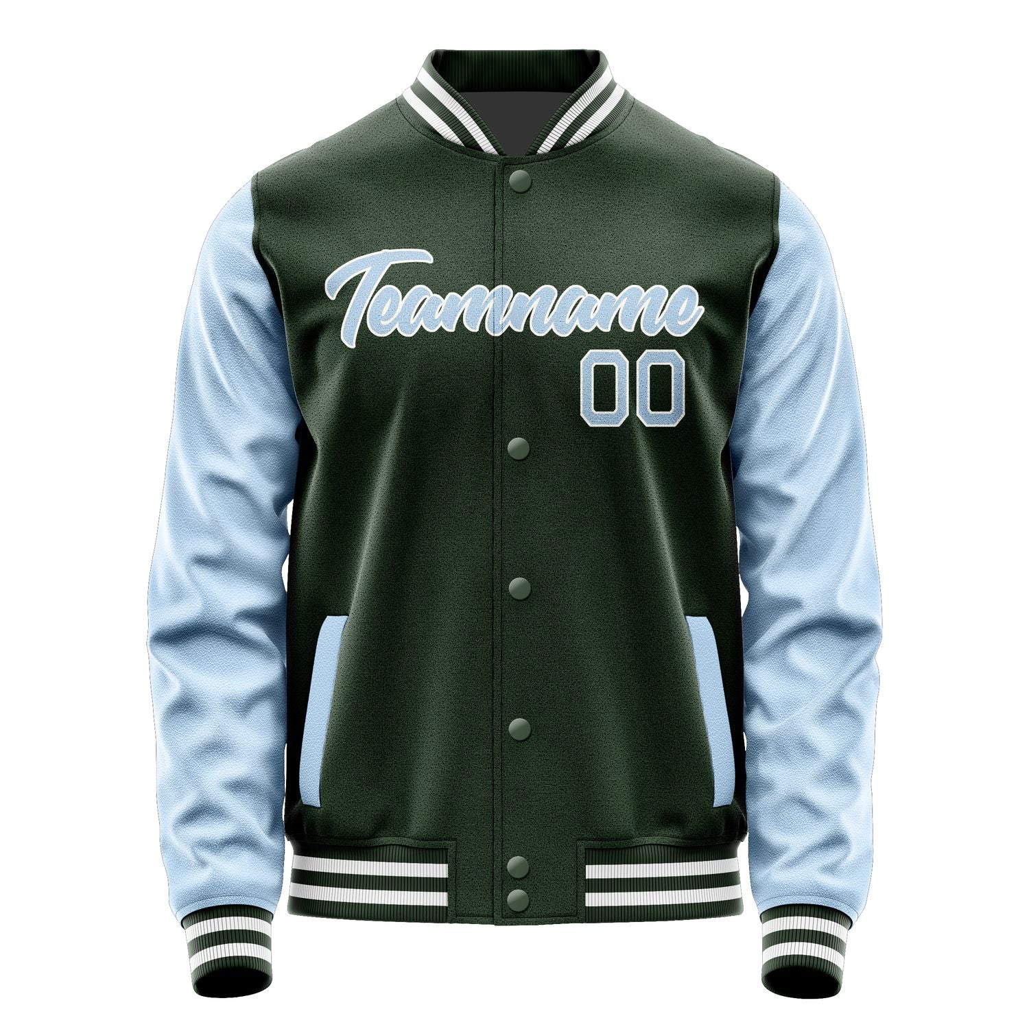 Custom Dark Green Light Blue Jacket JA0606080618B21808