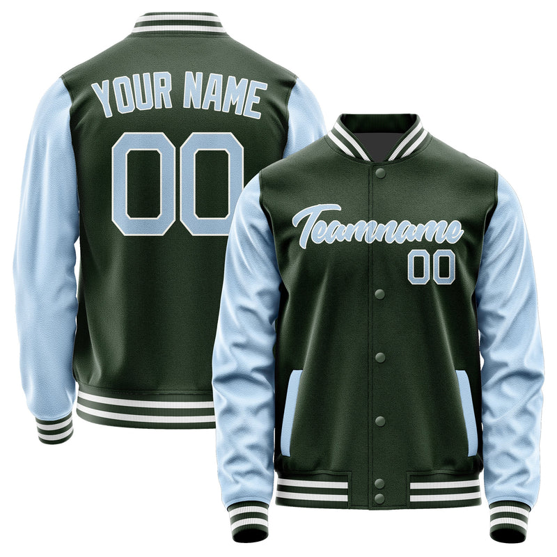 Custom Dark Green Light Blue Jacket JA0606080618B21808