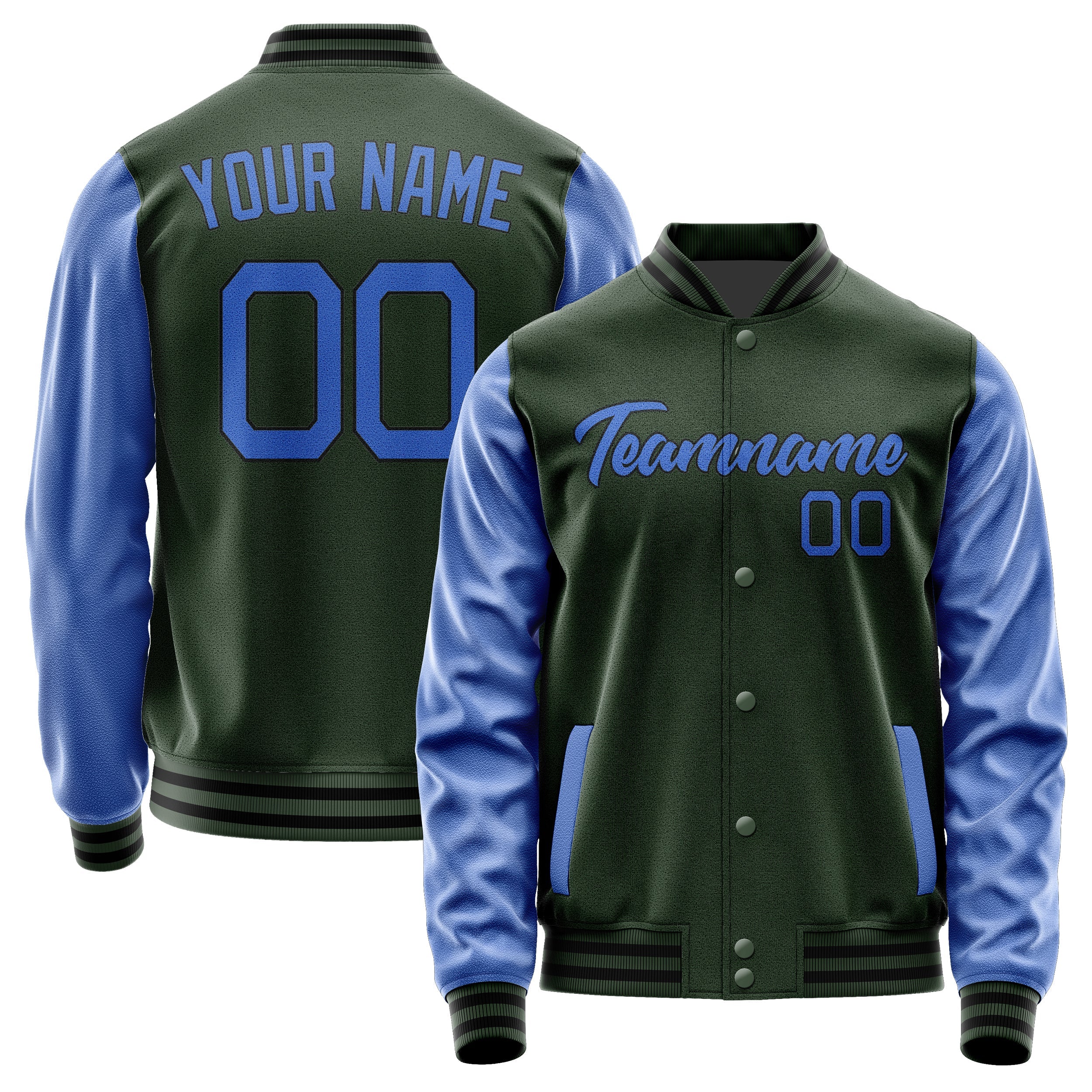 Custom Dark Green Sky Blue Jacket JA0606090617B21709