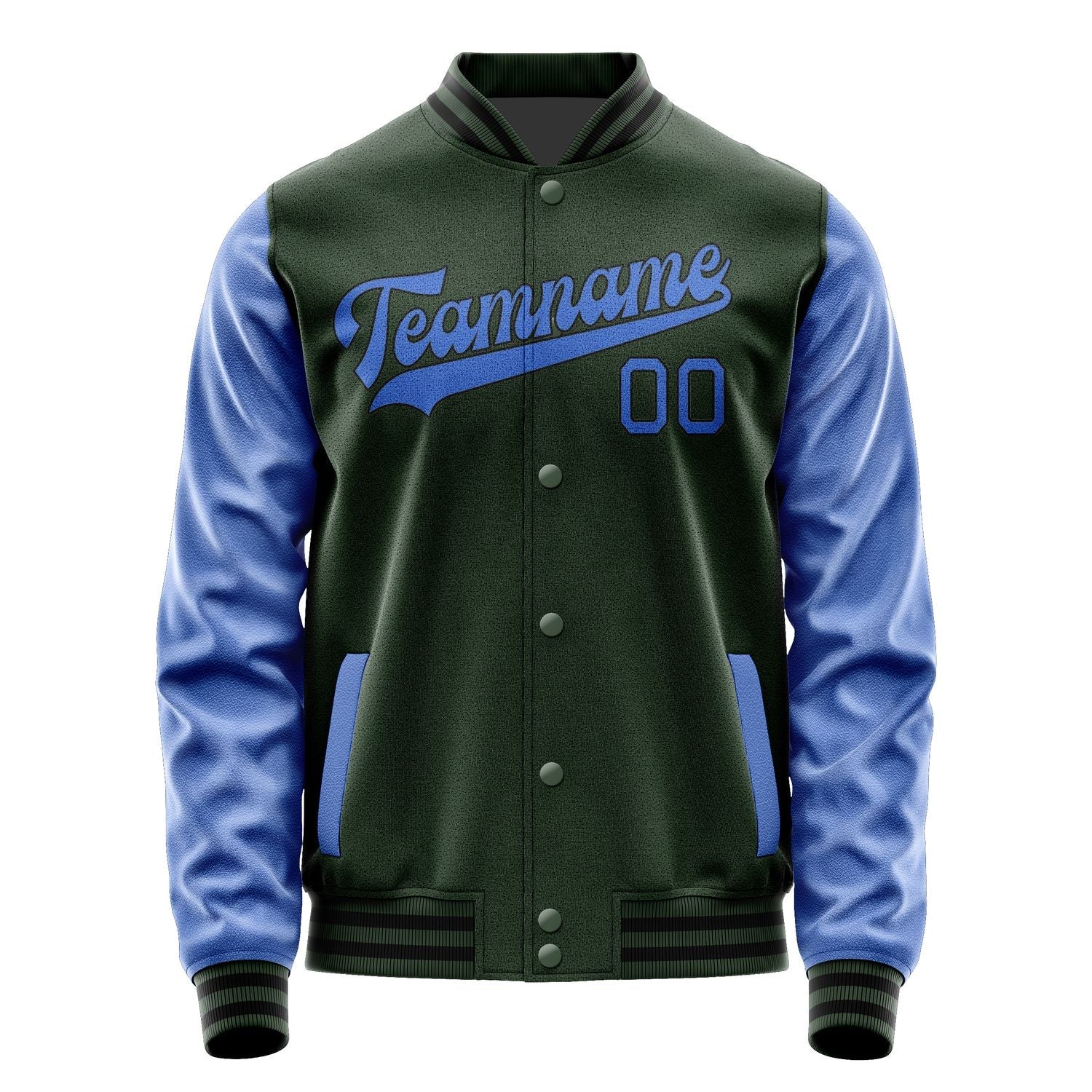 Custom Dark Green Sky Blue Jacket JA0606090617B31709