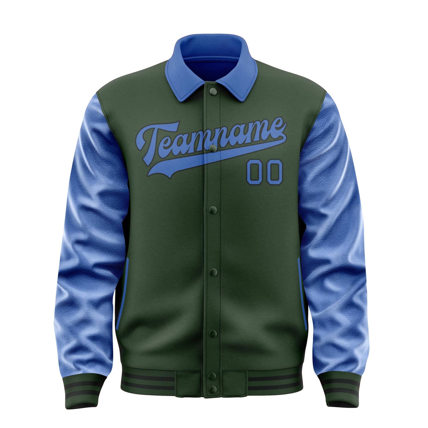 Veste personnalisée vert foncé et bleu ciel
