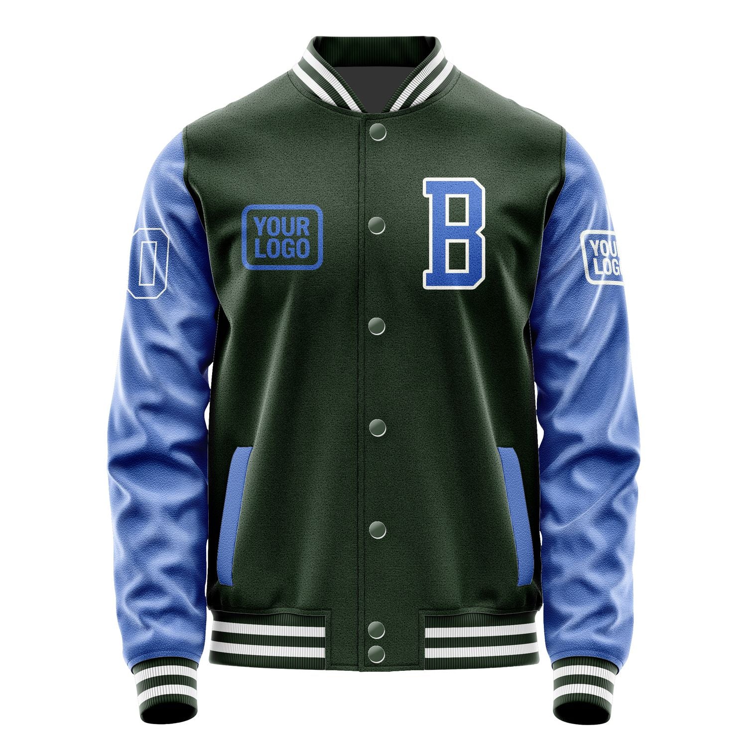 Custom Dark Green Sky Blue Jacket JA060609061818090918