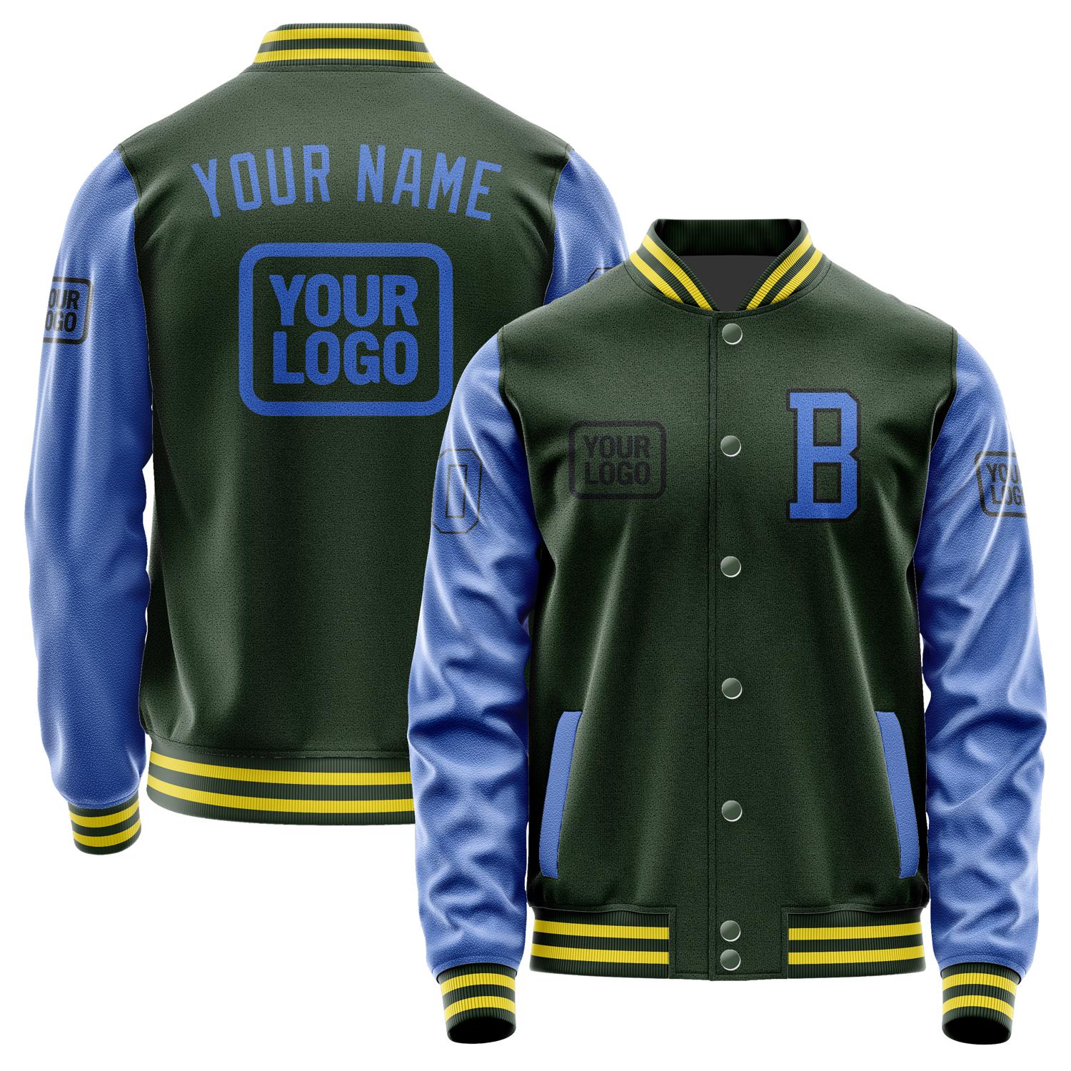 Custom Dark Green Sky Blue Jacket JA060609062617090917