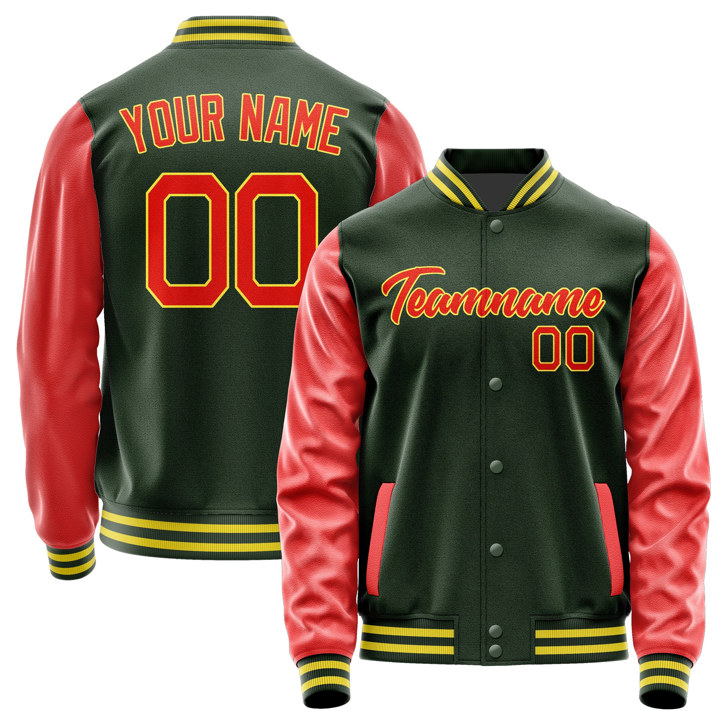 Custom Dark Green Orange Red Jacket JA0606120626B22612