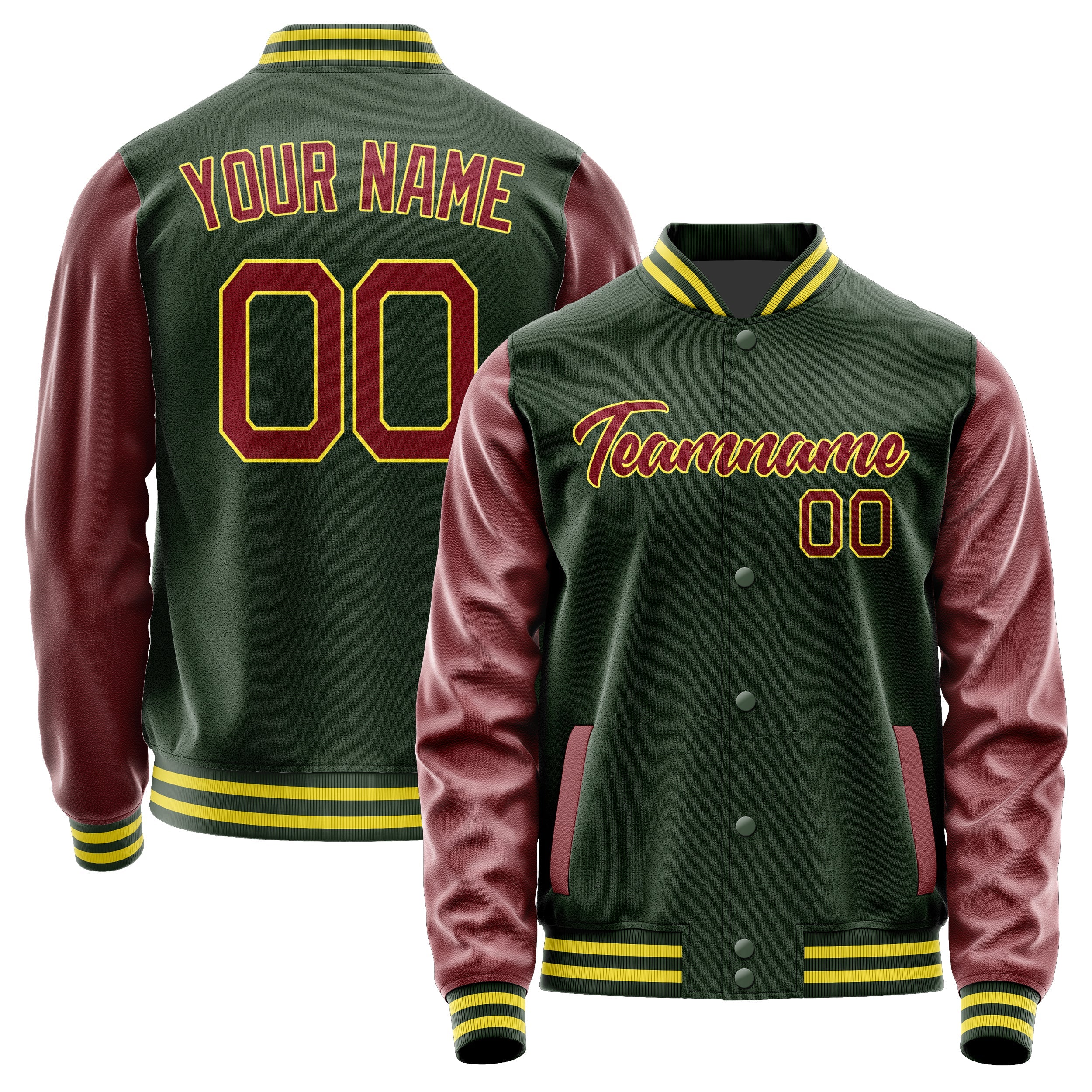 Custom Dark Green Crimson Red Jacket JA0606150626B22615