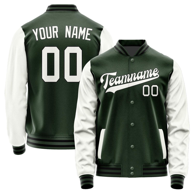 Custom Dark Green White Jacket JA0606180617B31718