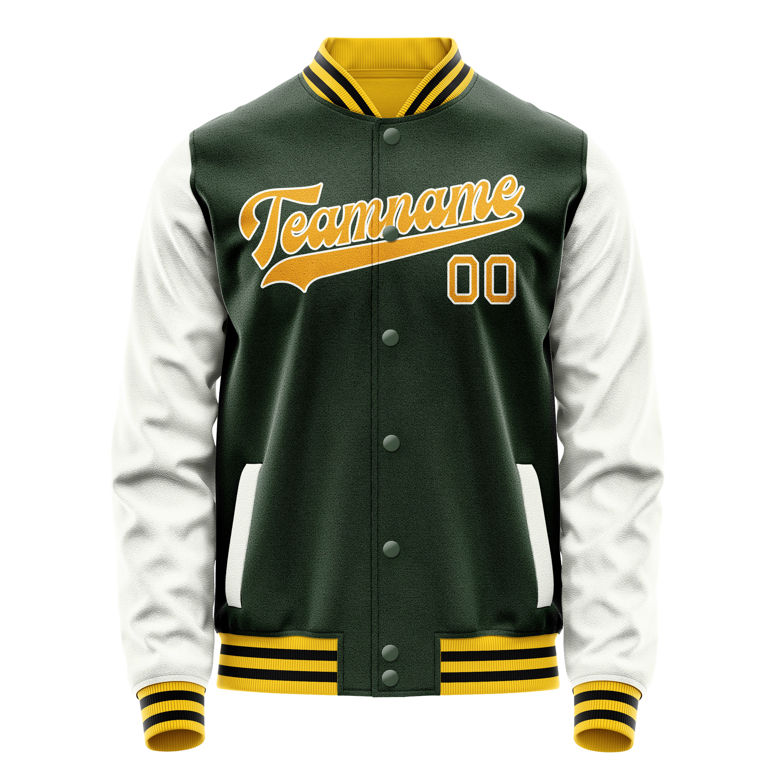 Veste universitaire personnalisée verte et or unie