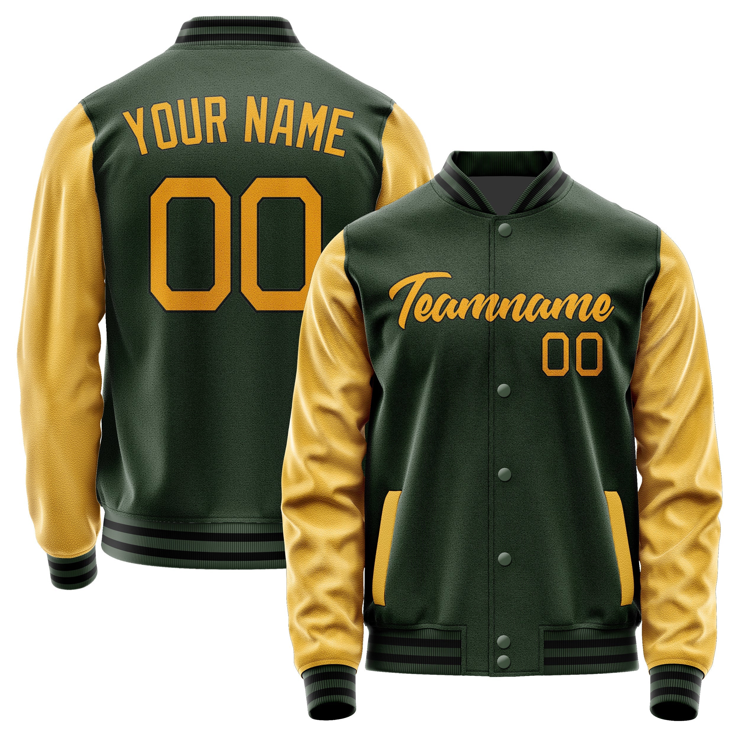 Custom Dark Green Yellow Jacket JA0606190617B21719