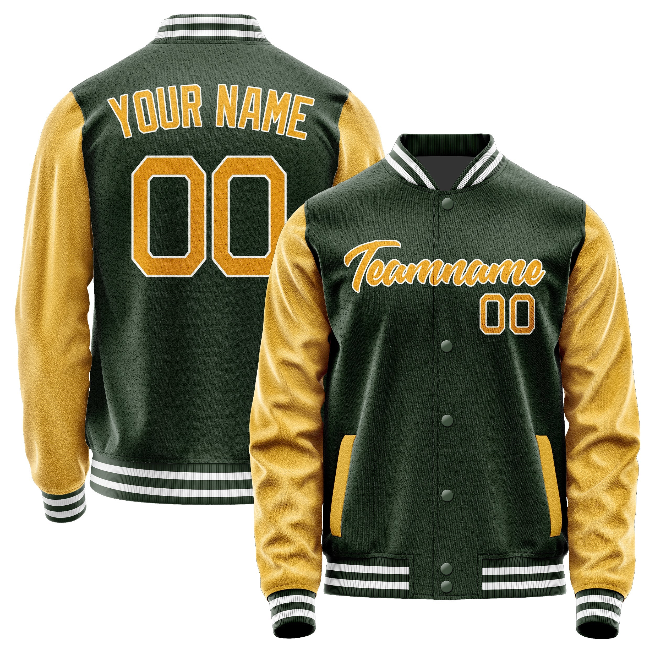 Custom Dark Green Yellow Jacket JA0606190618B21819