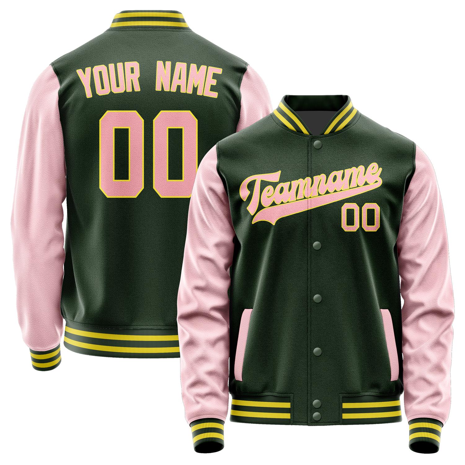 Custom Dark Green Light Pink Jacket JA0606210626B32621