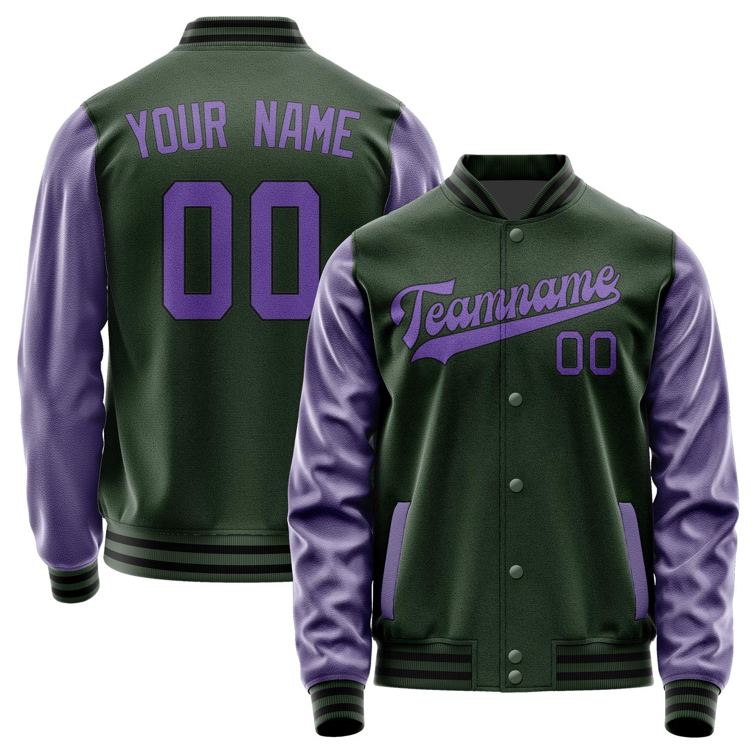 Custom Dark Green Light Purple Jacket JA0606230617B31723