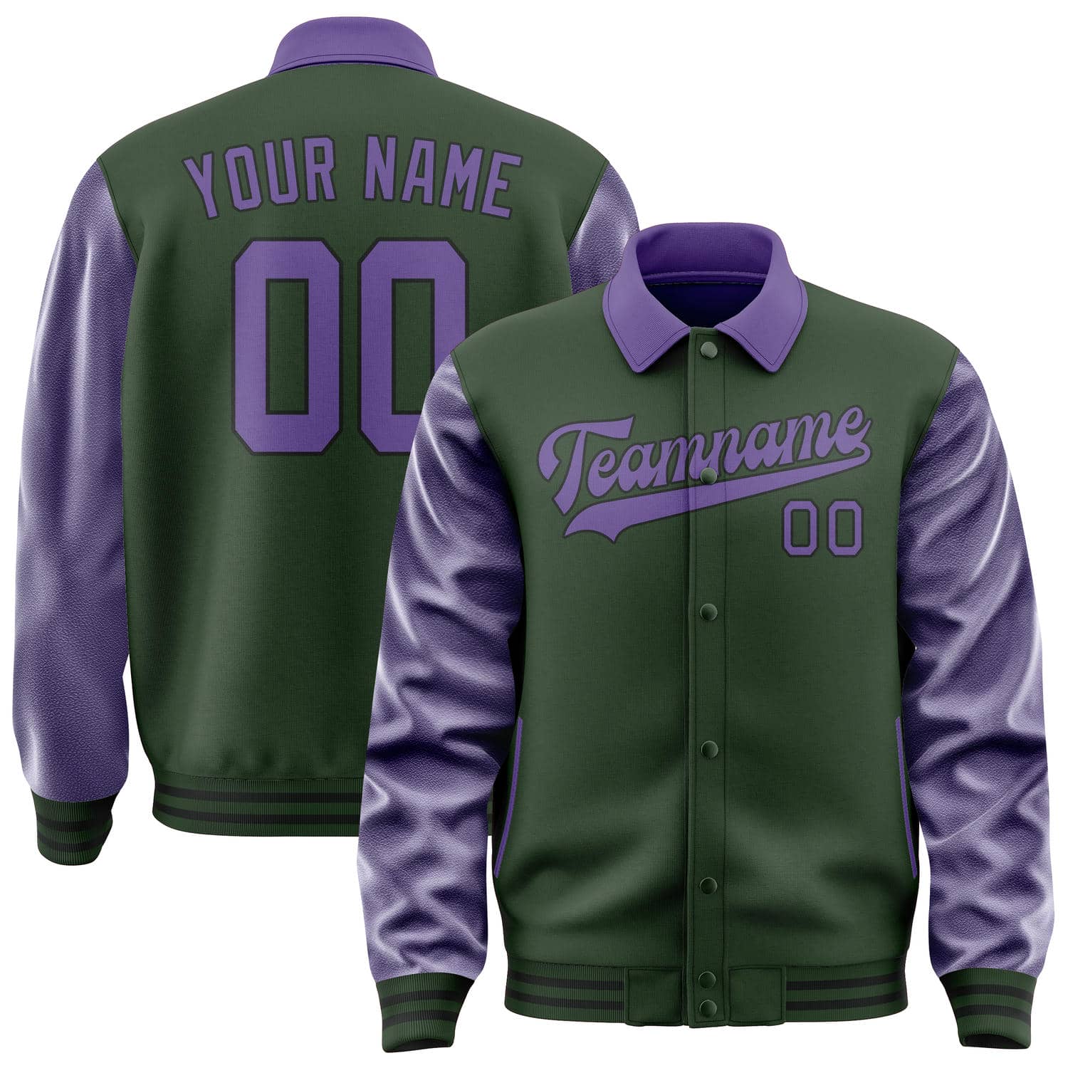 Veste personnalisée vert foncé et violet clair