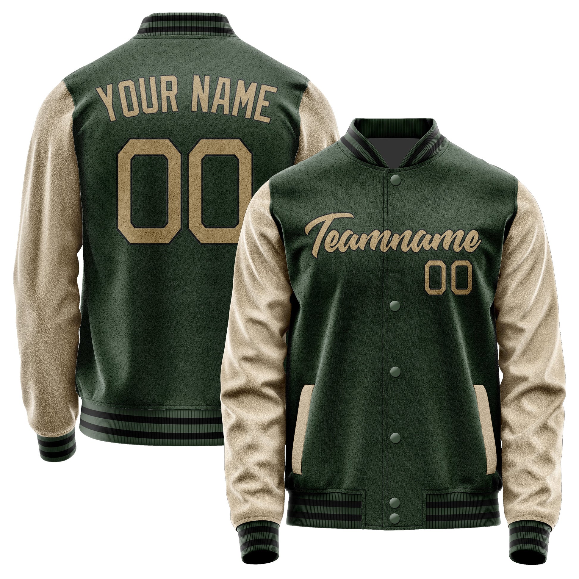 Custom Dark Green Light Khaki Jacket JA0606250617B21725