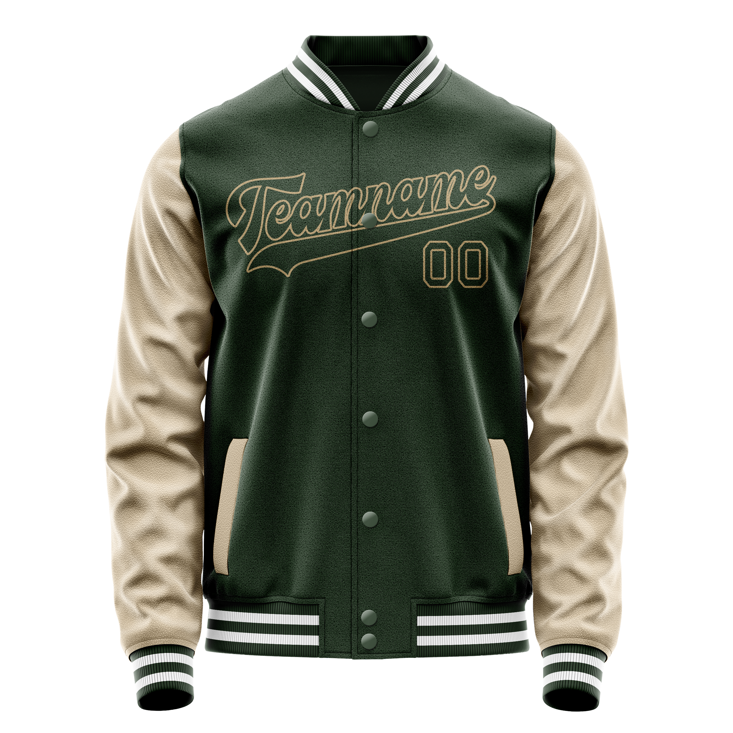 Veste universitaire personnalisée vert crème uni