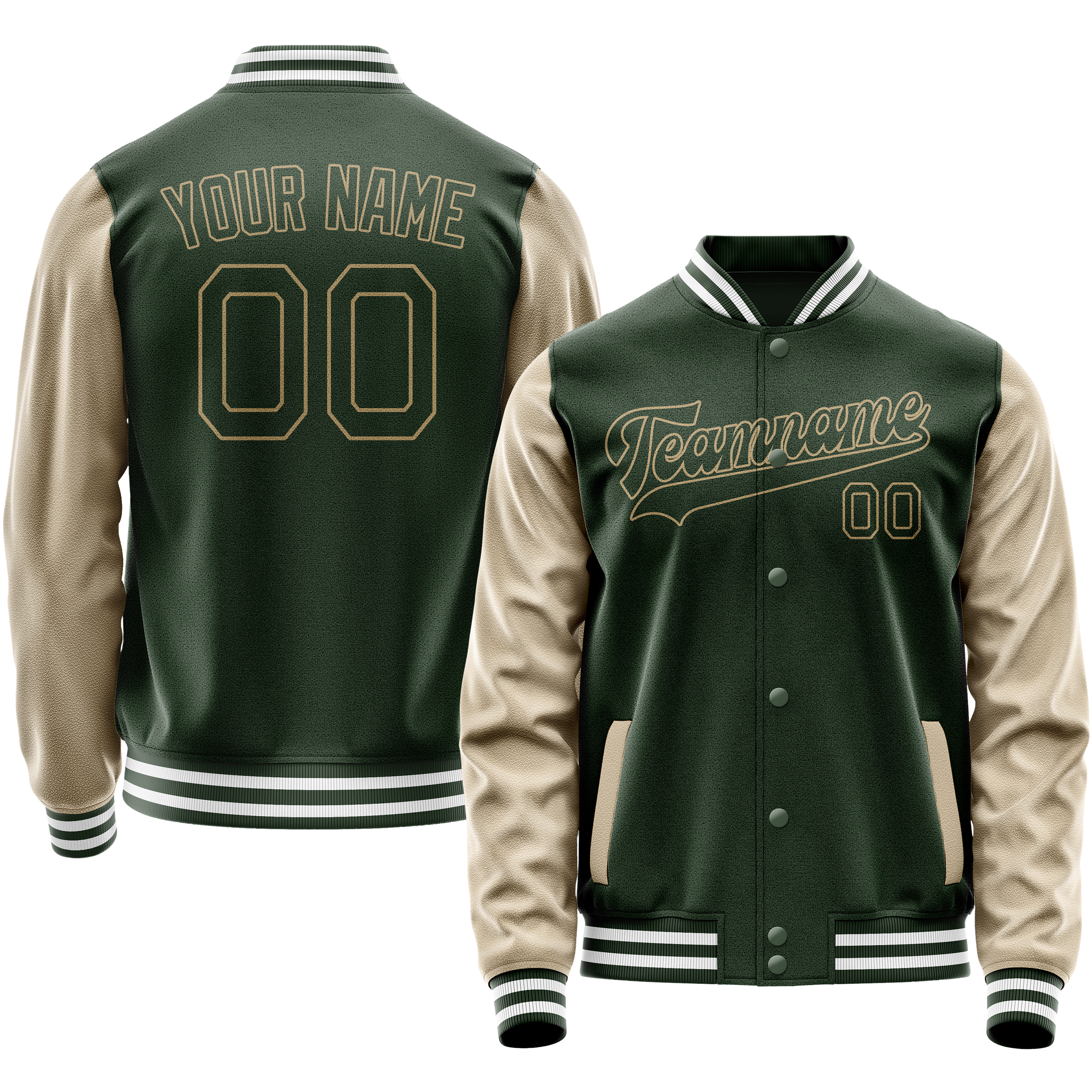 Veste universitaire personnalisée vert crème uni