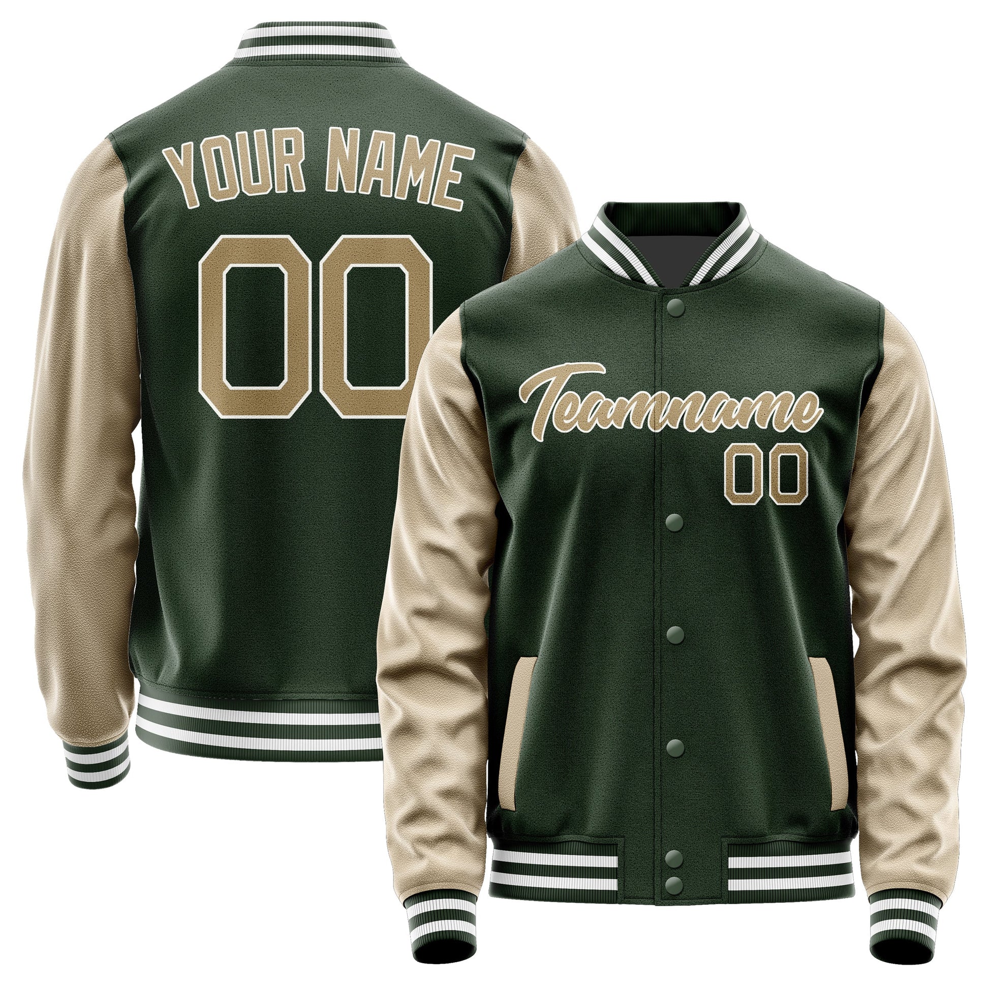 Custom Dark Green Light Khaki Jacket JA0606250618B21825