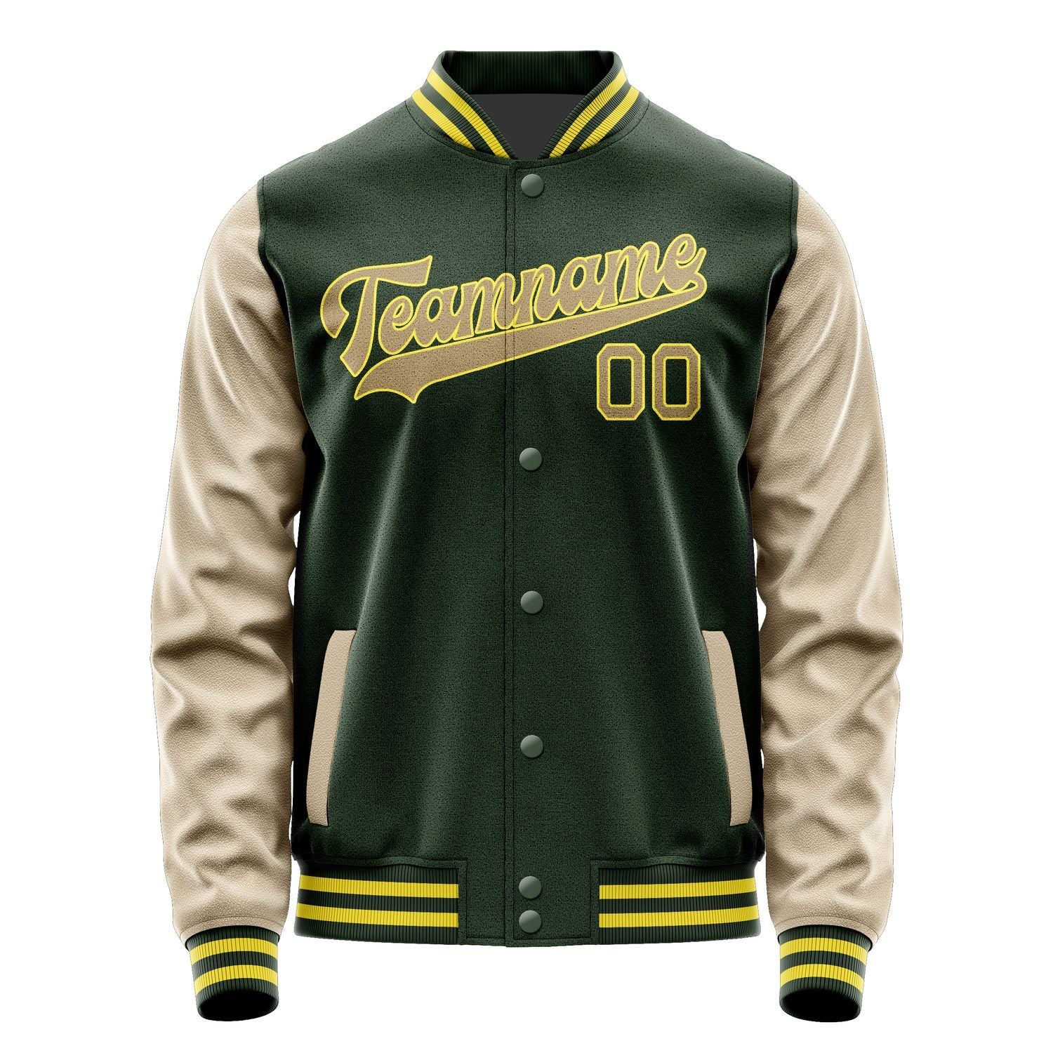 Custom Dark Green Light Khaki Jacket JA0606250626B32625