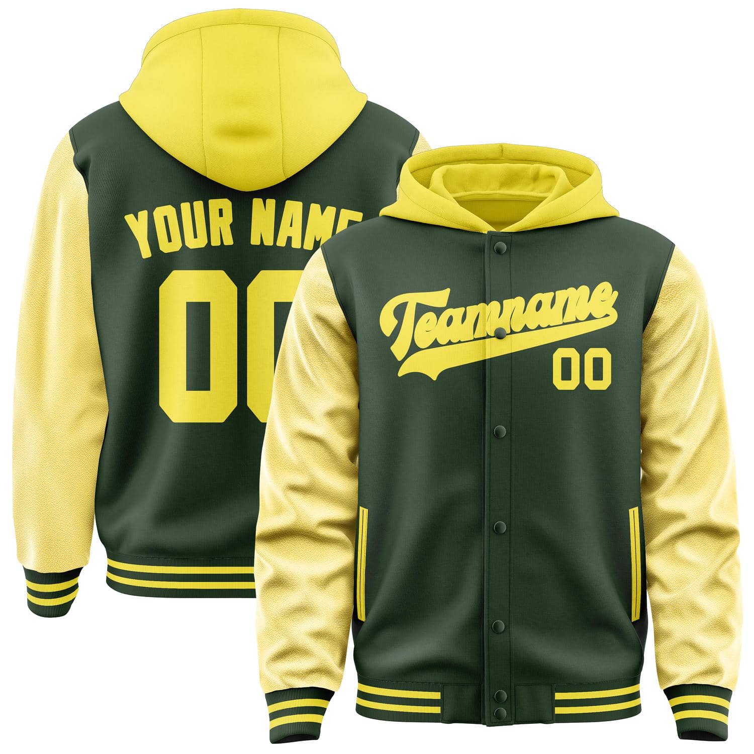 Veste personnalisée vert foncé et jaune clair
