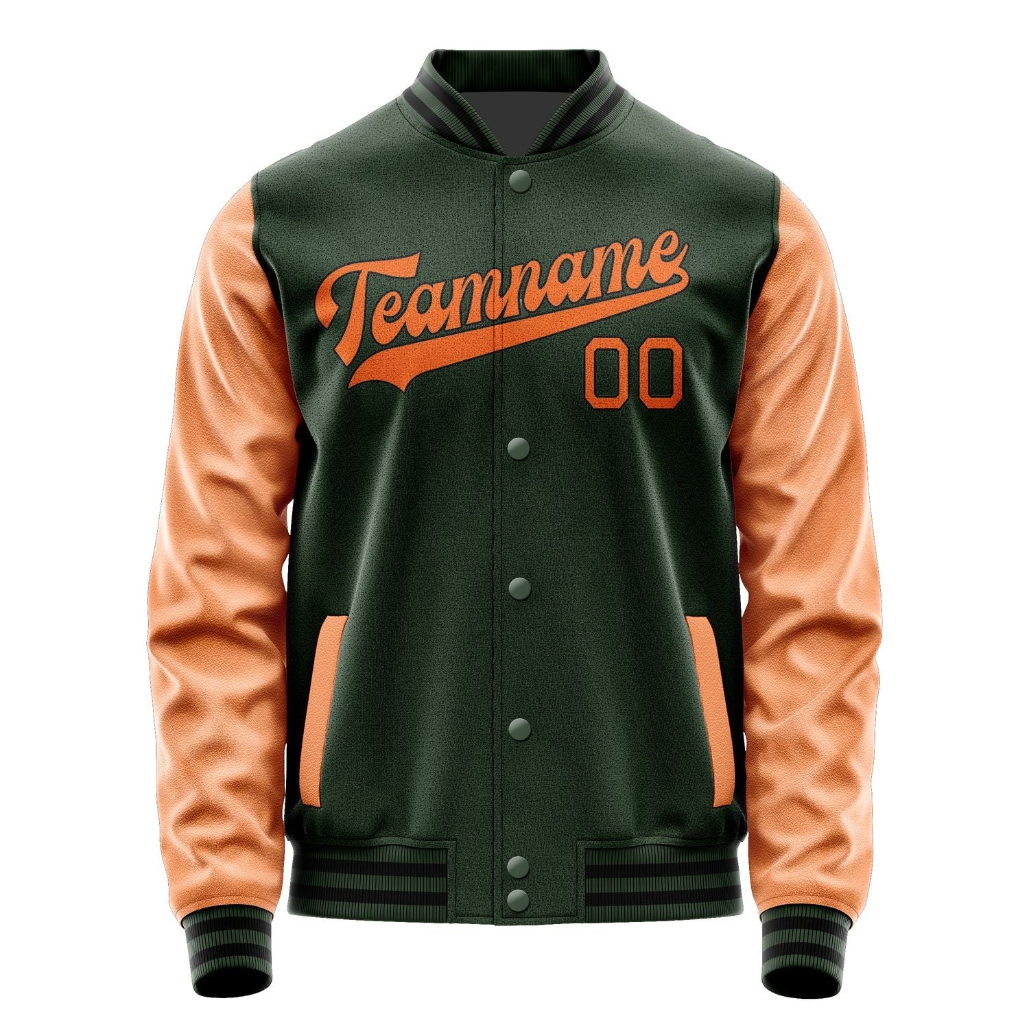 Custom Dark Green Orange Jacket JA0606280617B31728