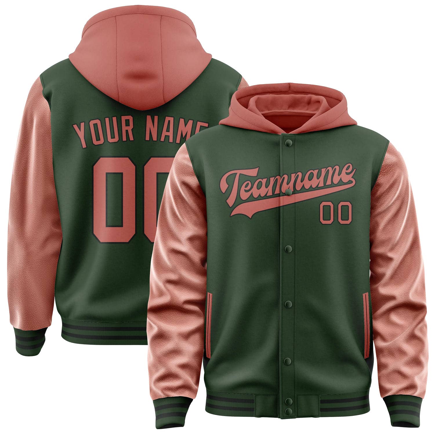 Veste personnalisée vert foncé cuivre rose