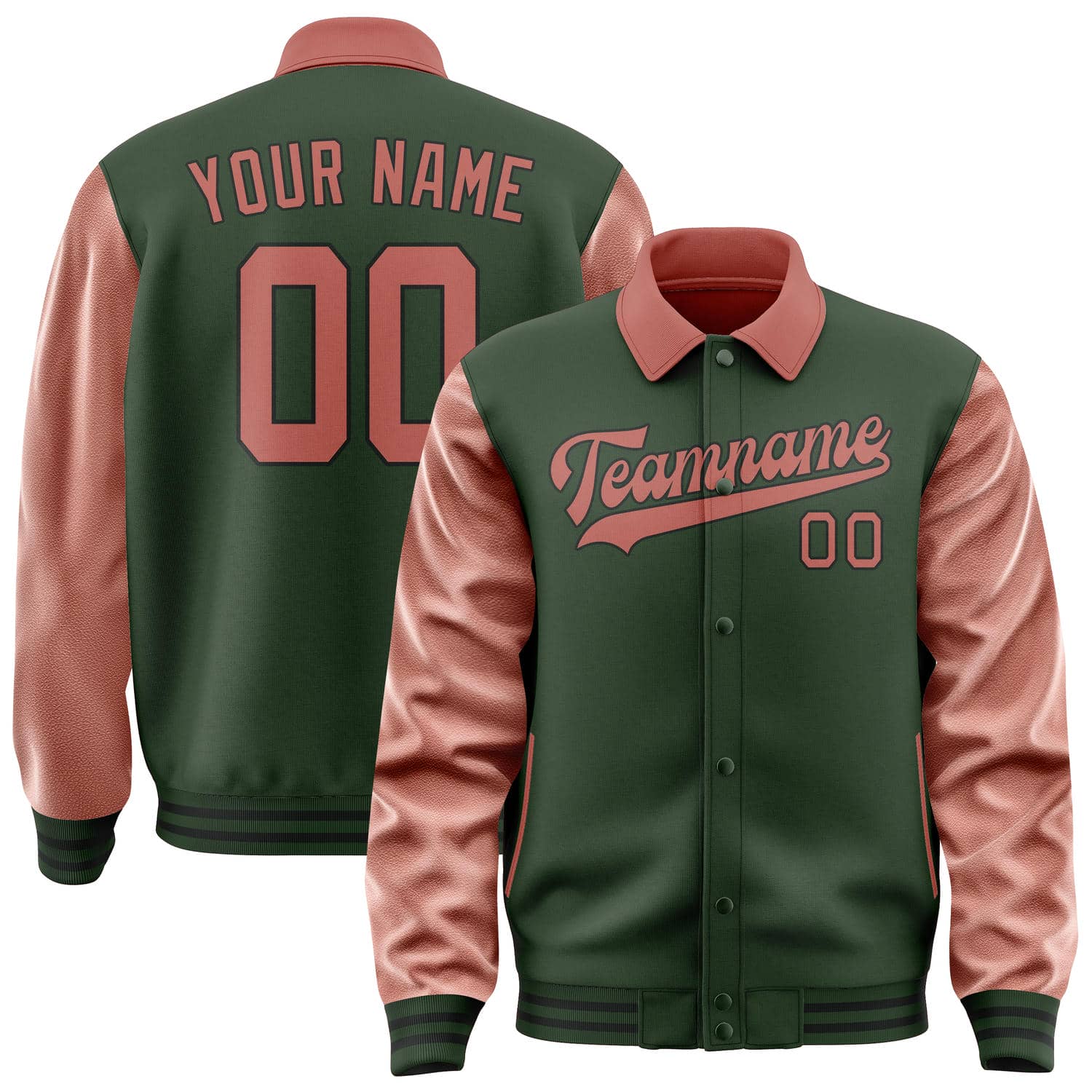 Veste personnalisée vert foncé cuivre rose
