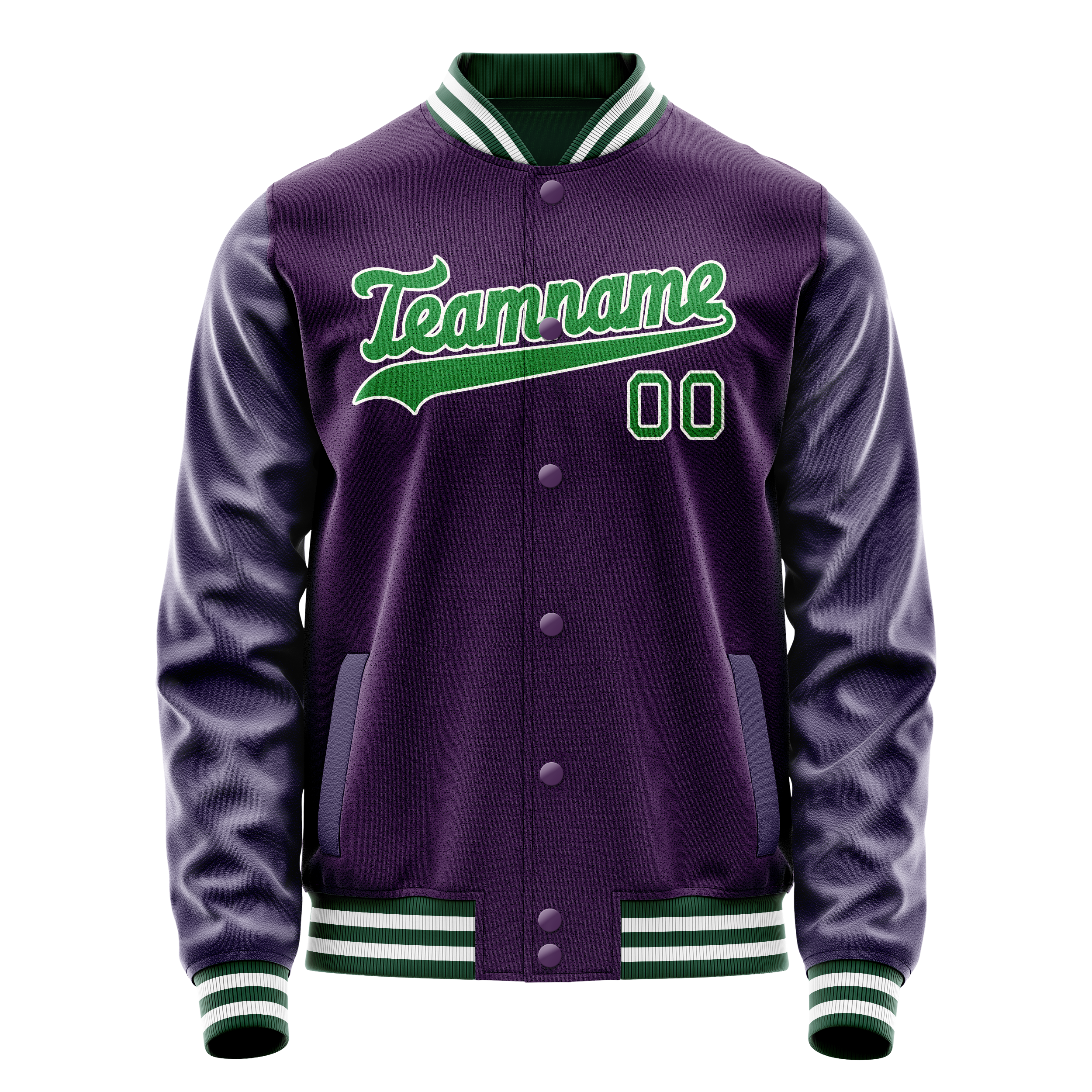 Veste universitaire personnalisée violette et vert fluo unie