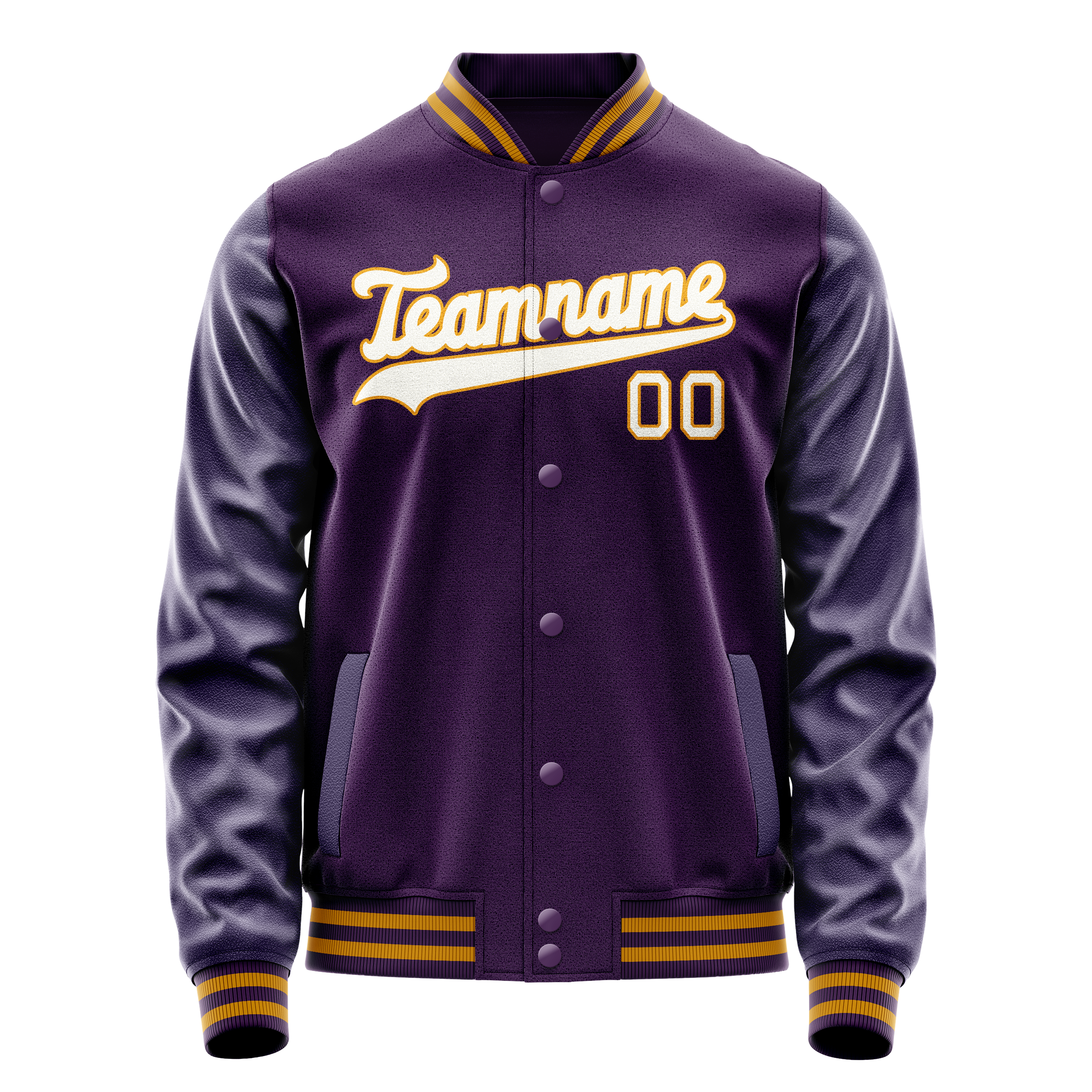 Veste universitaire personnalisée violette et blanche unie