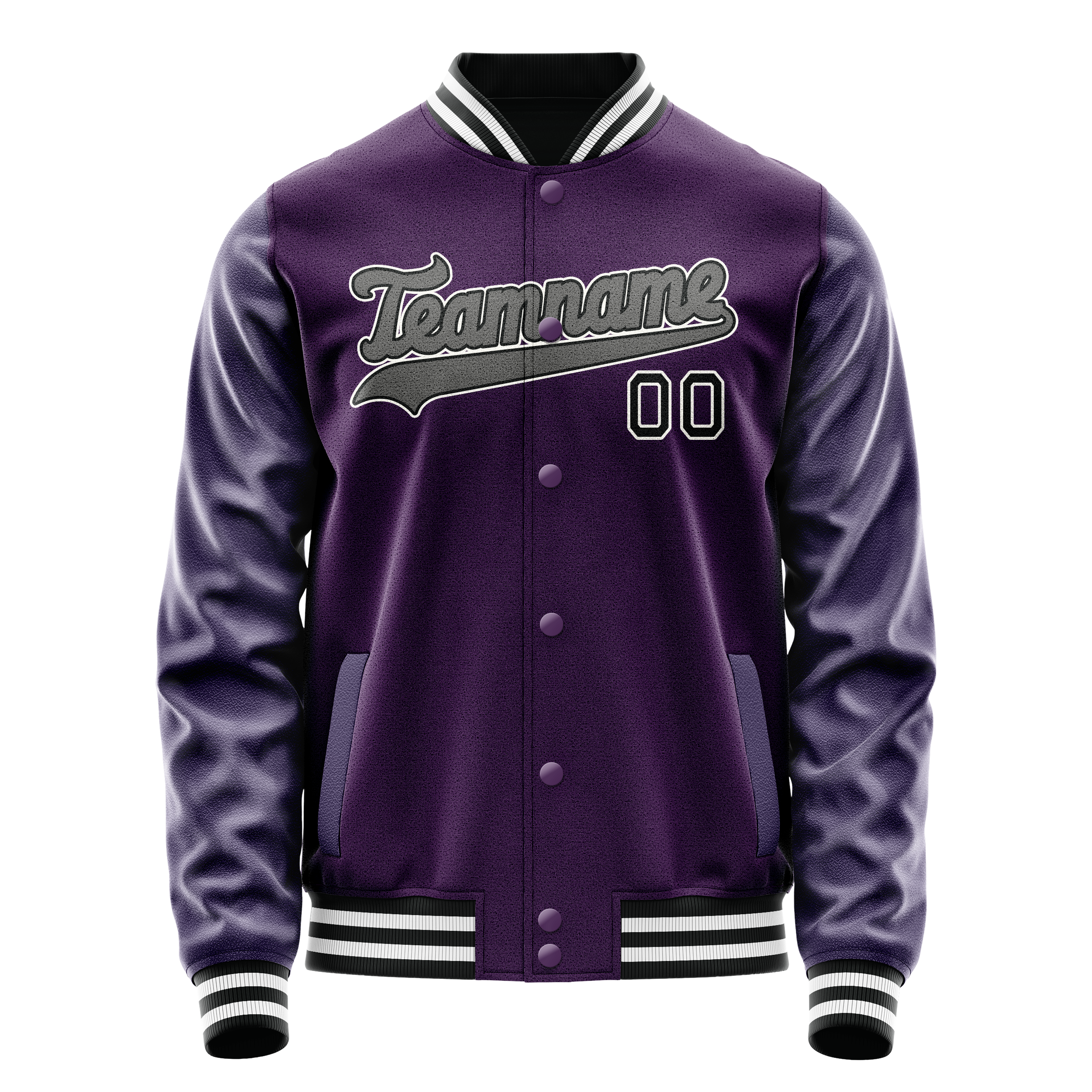 Veste universitaire personnalisée violette et noire unie