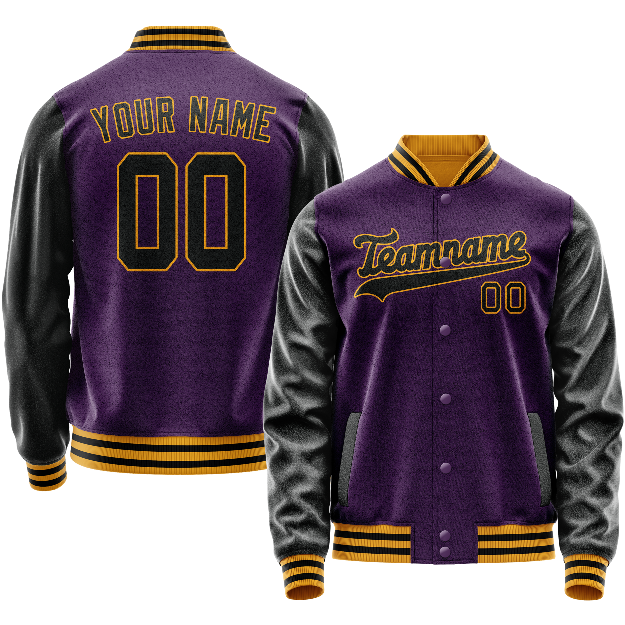 Veste universitaire personnalisée violette et noire unie