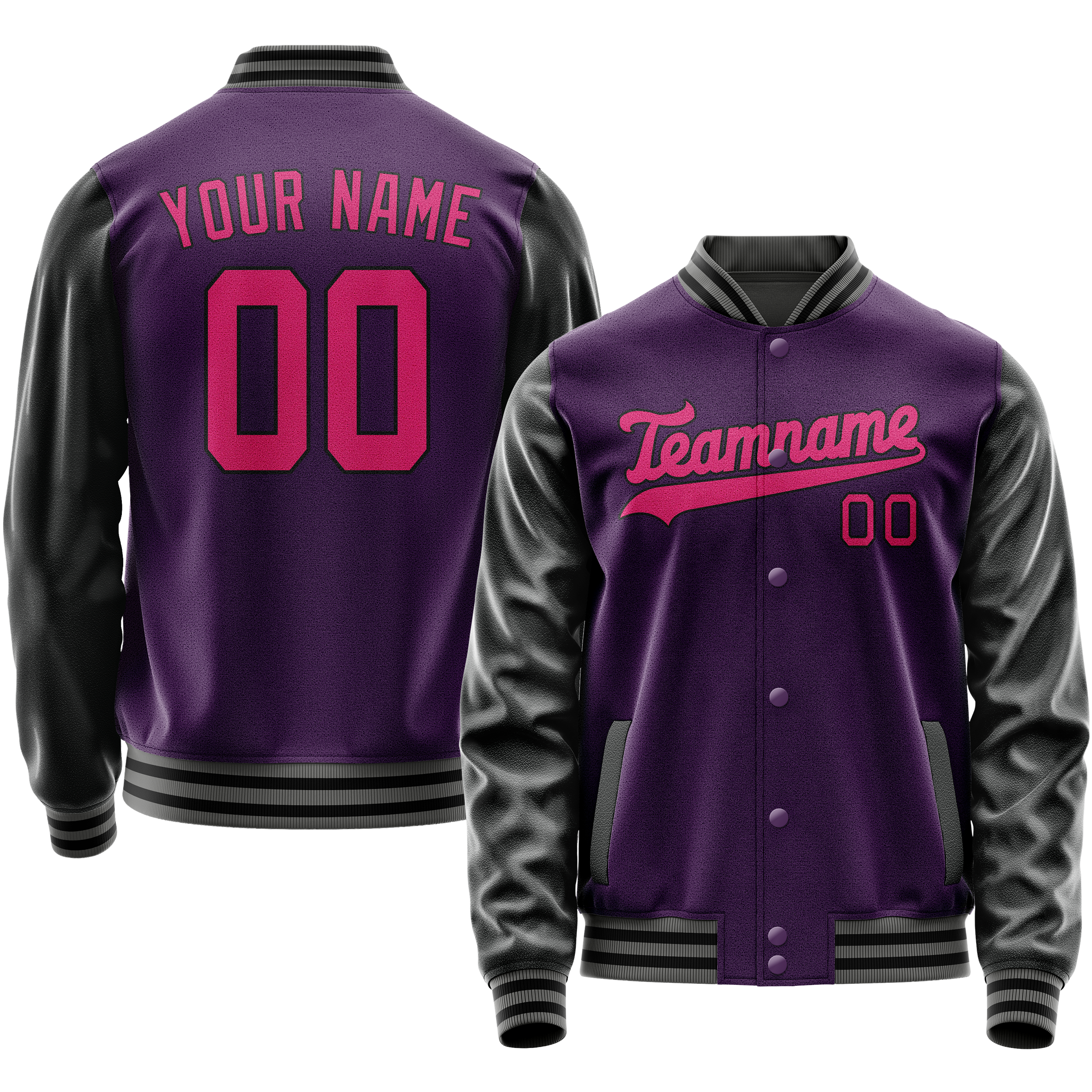 Veste universitaire personnalisée violette et rose unie