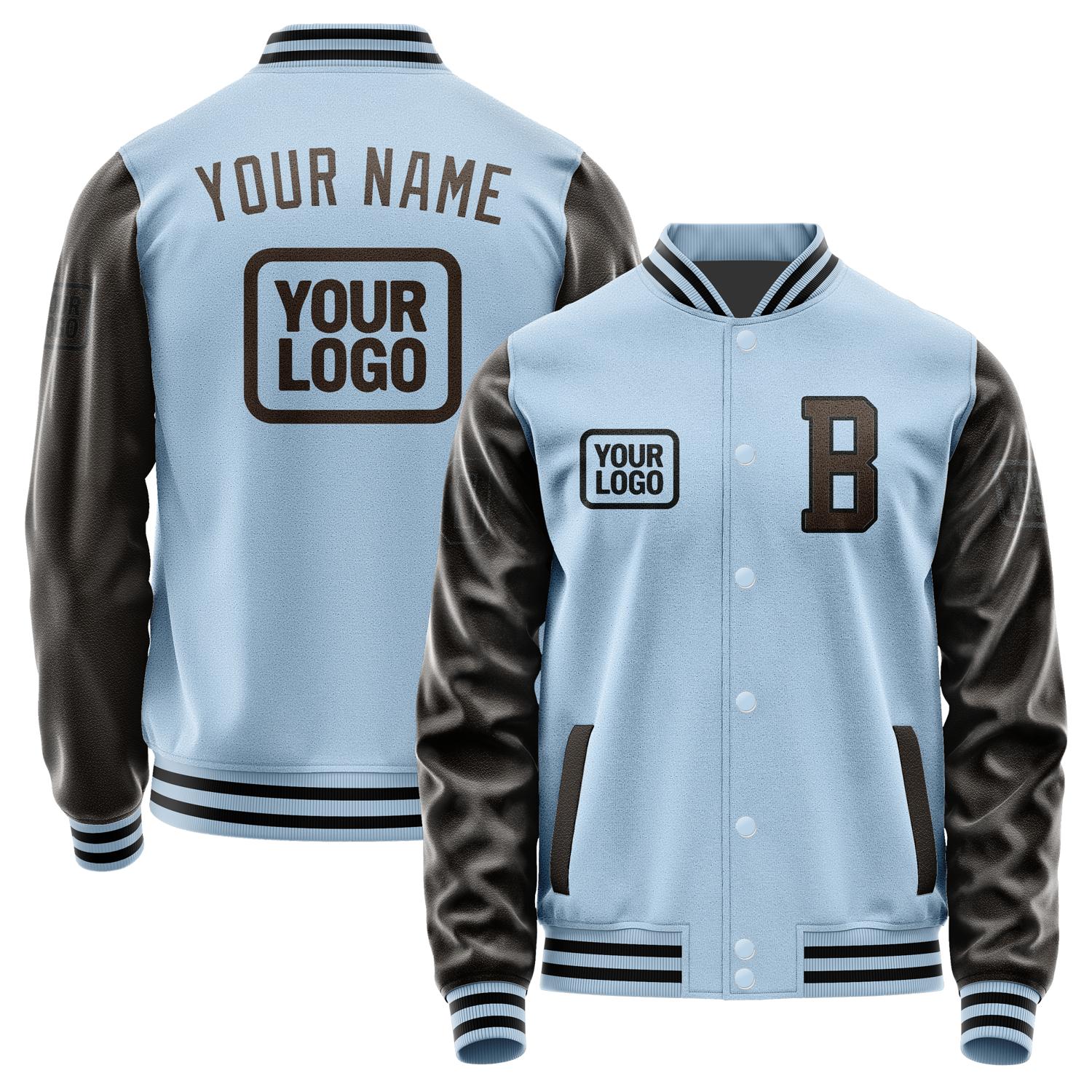Custom Light Blue Brown Jacket JA080801081717010117