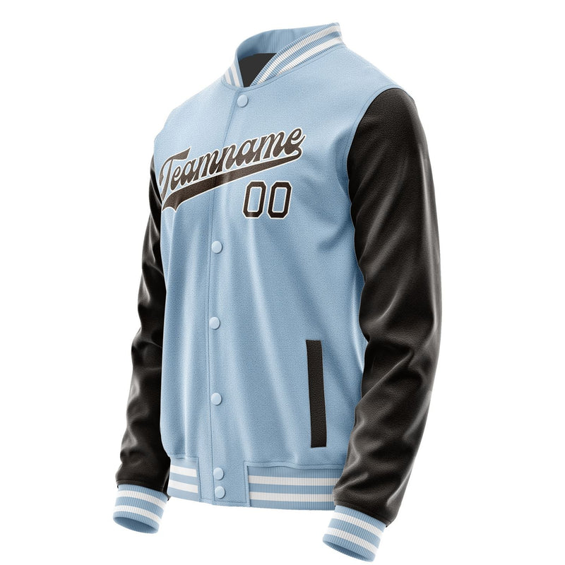 Custom Light Blue Brown Jacket JA0808010818B31801