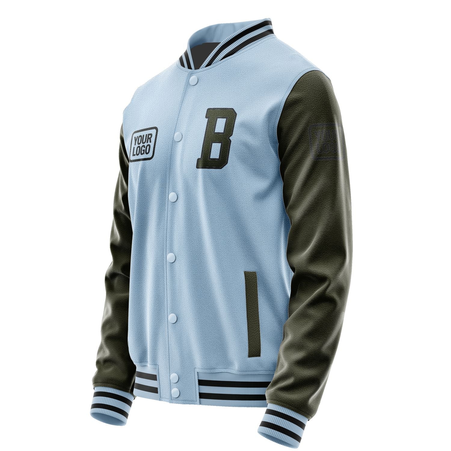 Custom Light Blue Olive Jacket JA080802081717020217