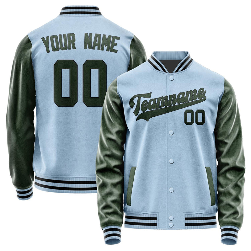 Custom Light Blue Dark Green Jacket JA0808060817B31706